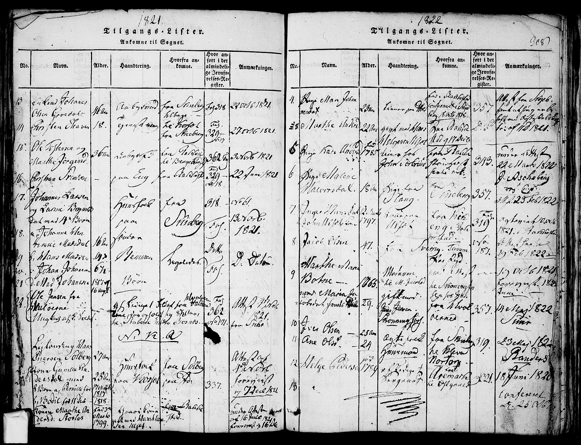 Berg prestekontor Kirkebøker, SAO/A-10902/F/Fa/L0002: Parish register (official) no. I 2, 1815-1831, p. 308
