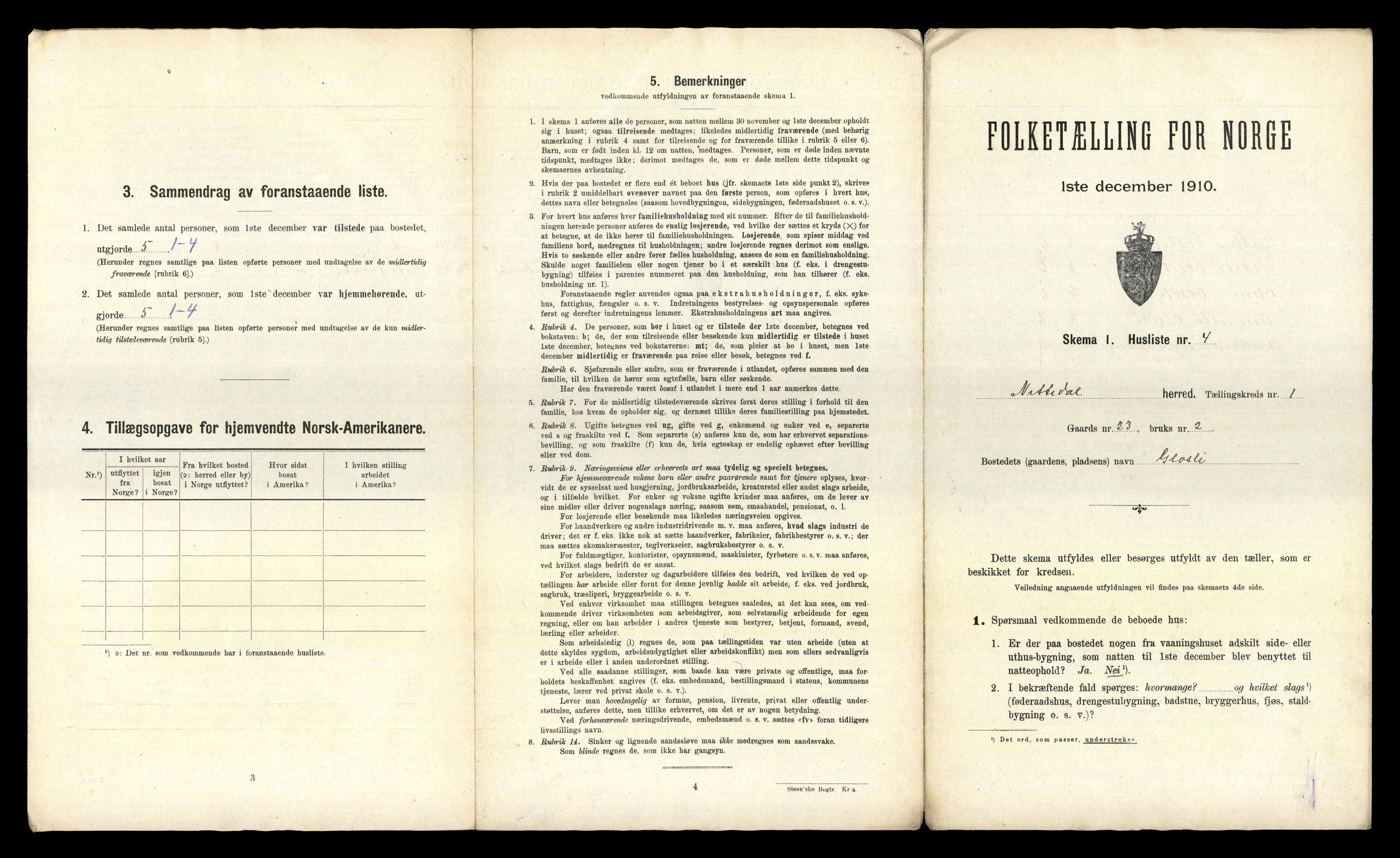 RA, 1910 census for Nittedal, 1910, p. 33