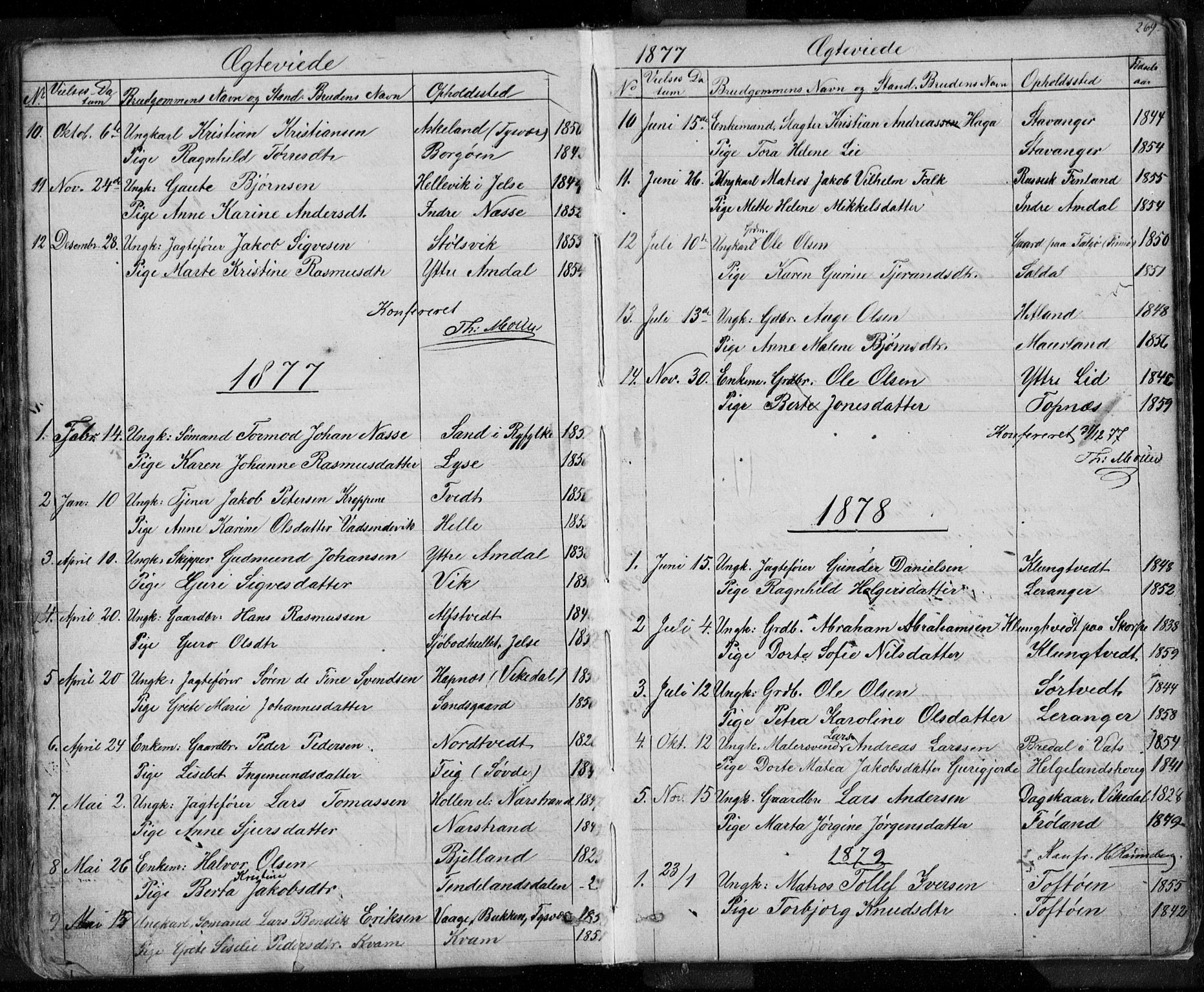 Nedstrand sokneprestkontor, SAST/A-101841/01/V: Parish register (copy) no. B 3, 1848-1933, p. 269