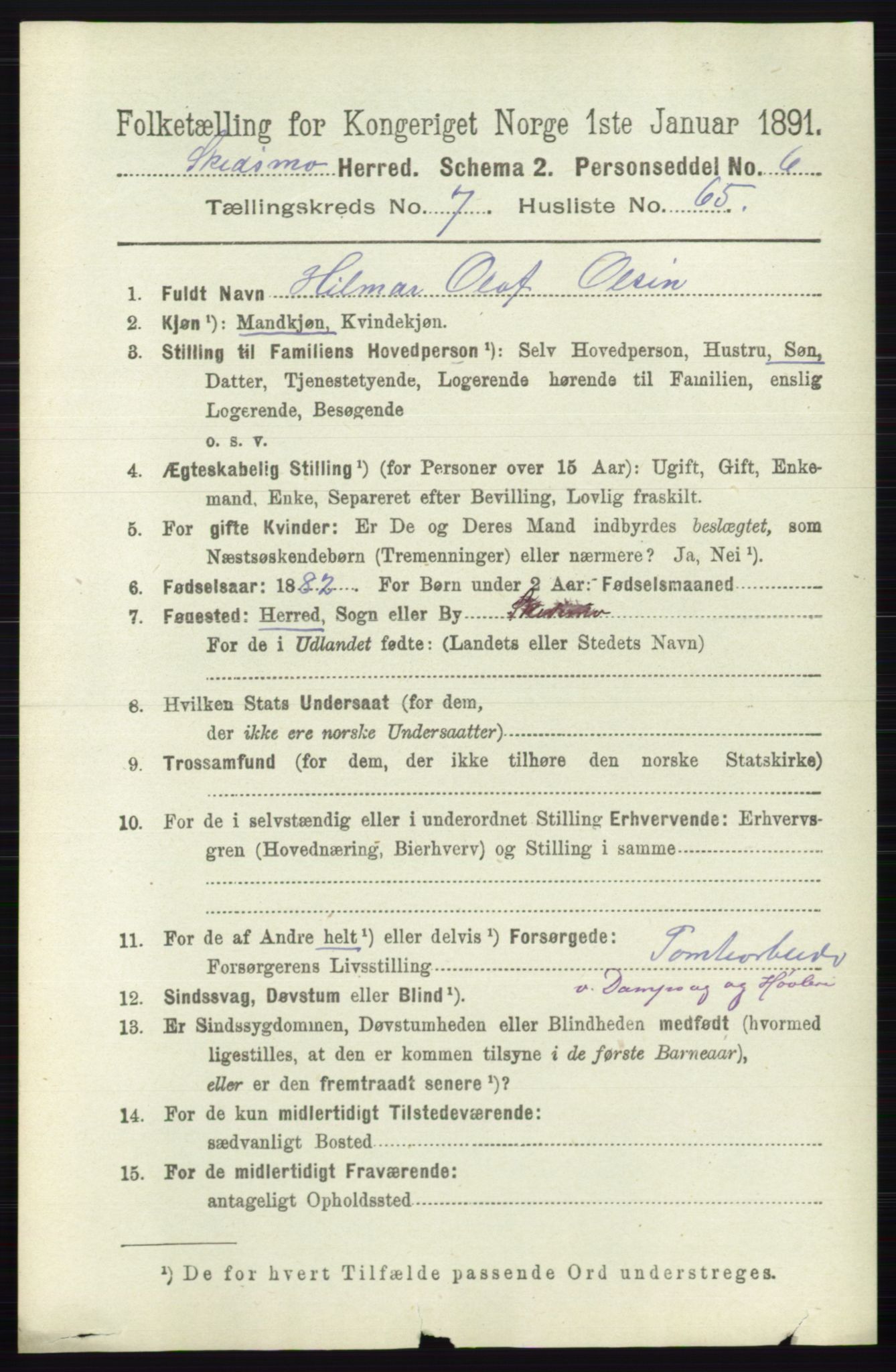 RA, 1891 census for 0231 Skedsmo, 1891, p. 3802