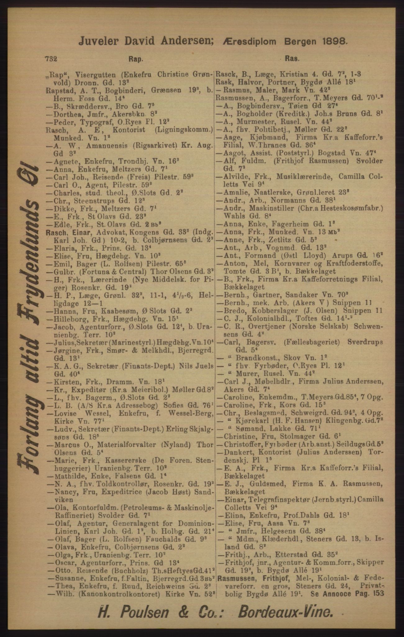 Kristiania/Oslo adressebok, PUBL/-, 1905, p. 732