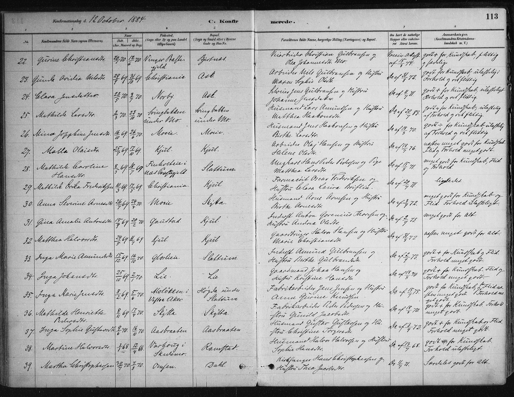 Nittedal prestekontor Kirkebøker, SAO/A-10365a/F/Fa/L0007: Parish register (official) no. I 7, 1879-1901, p. 113