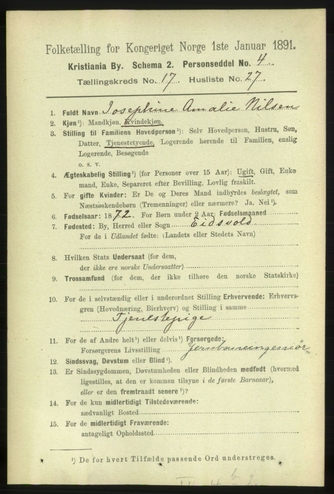 RA, 1891 census for 0301 Kristiania, 1891, p. 8725
