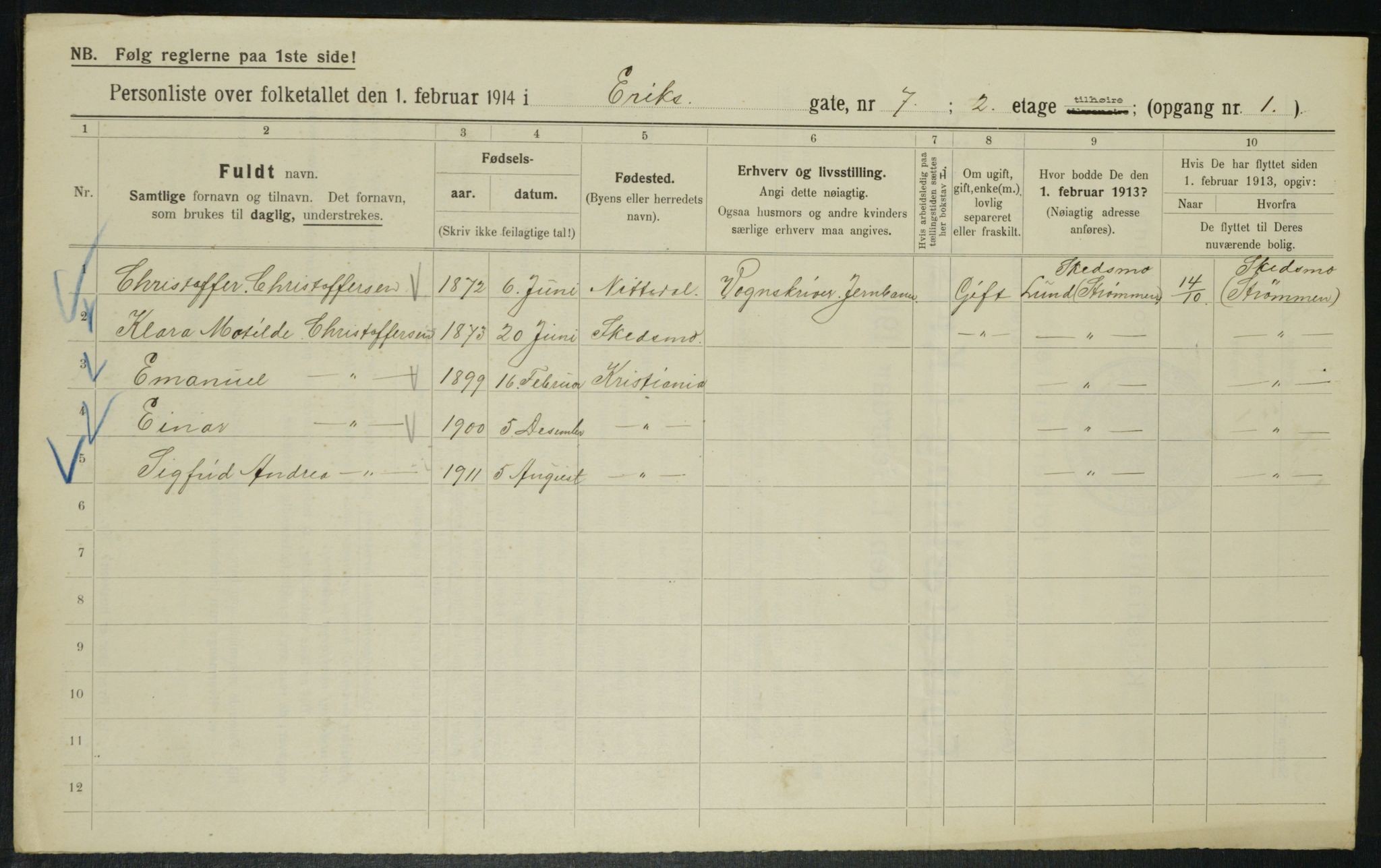 OBA, Municipal Census 1914 for Kristiania, 1914, p. 20282