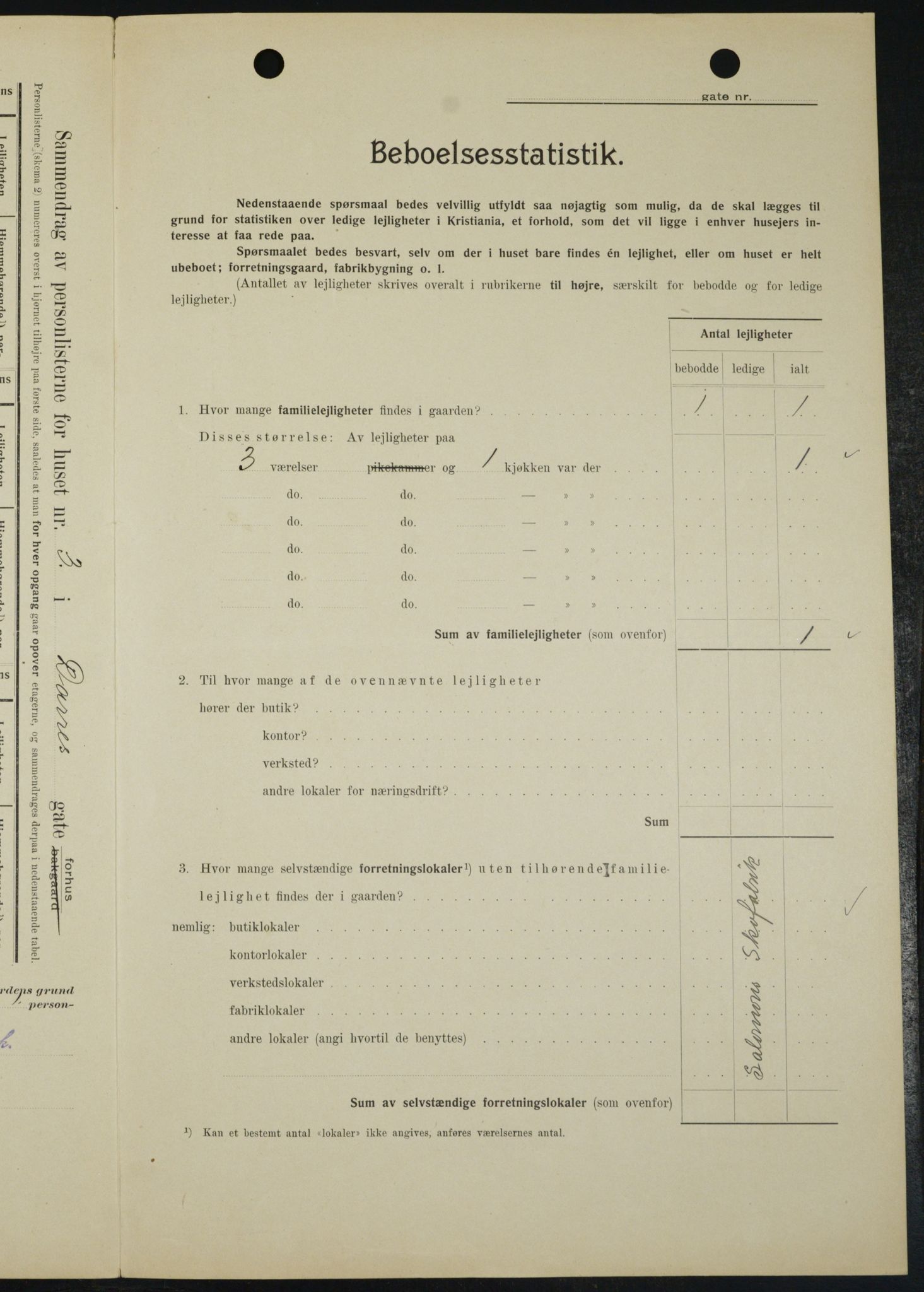 OBA, Municipal Census 1909 for Kristiania, 1909, p. 14058