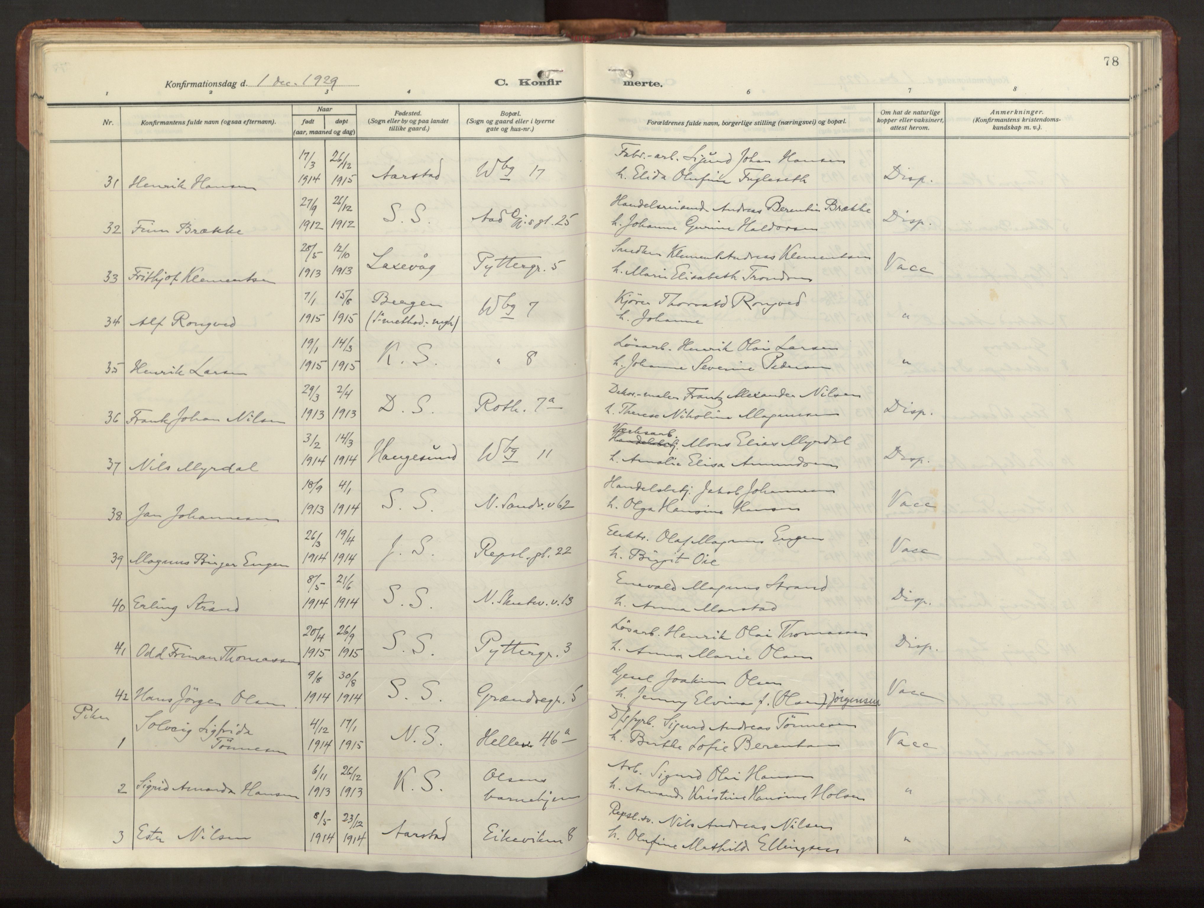 Sandviken Sokneprestembete, AV/SAB-A-77601/H/Ha/L0013: Parish register (official) no. C 4, 1926-1943, p. 78