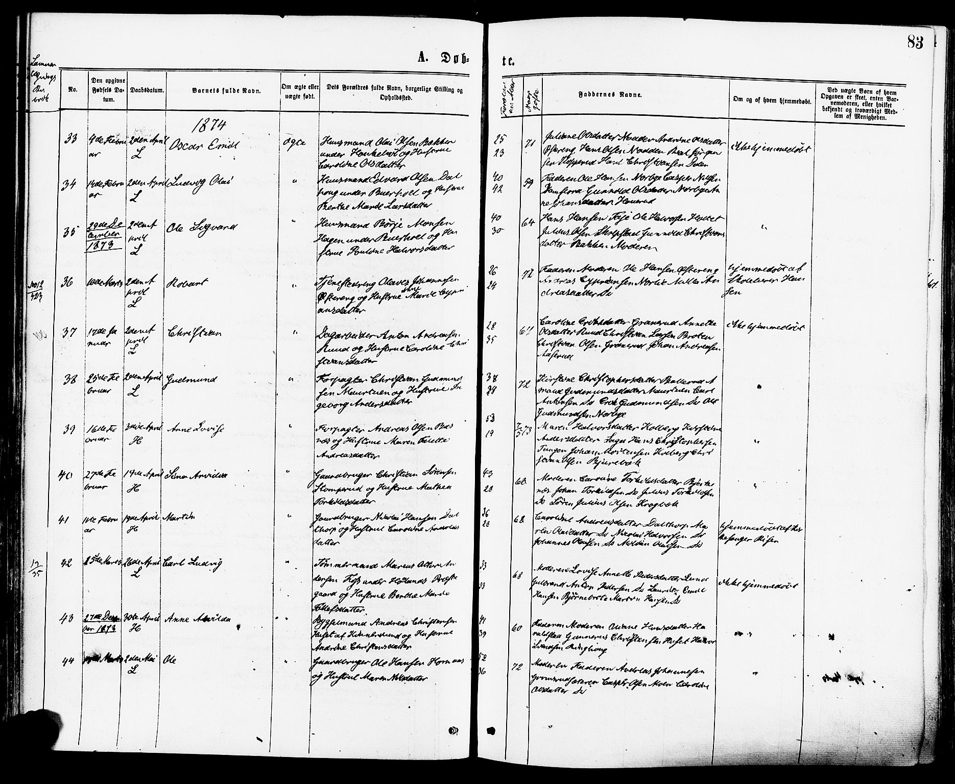 Høland prestekontor Kirkebøker, AV/SAO-A-10346a/F/Fa/L0012.a: Parish register (official) no. I 12A, 1869-1879, p. 83