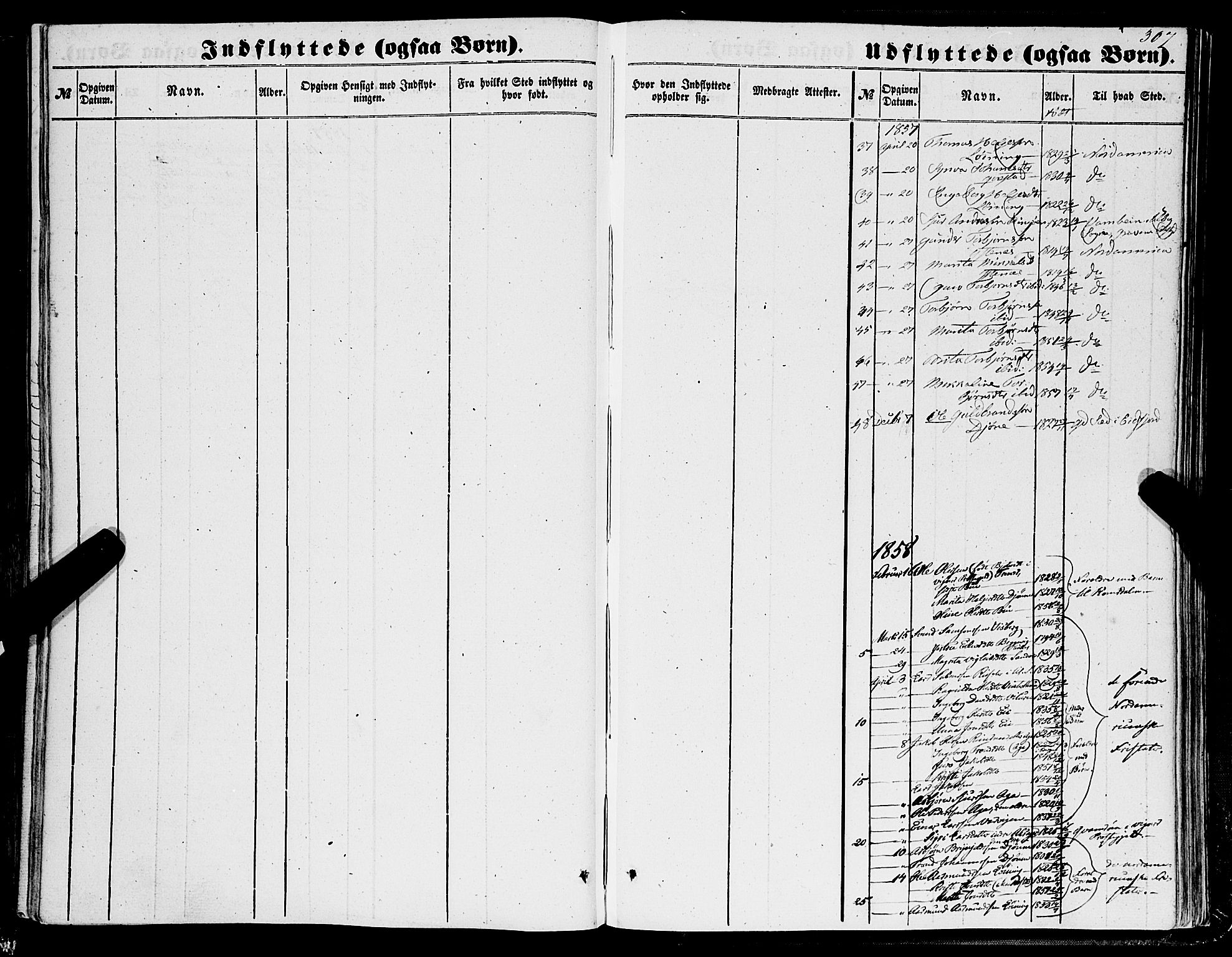 Ullensvang sokneprestembete, AV/SAB-A-78701/H/Haa: Parish register (official) no. A 11, 1854-1866, p. 307