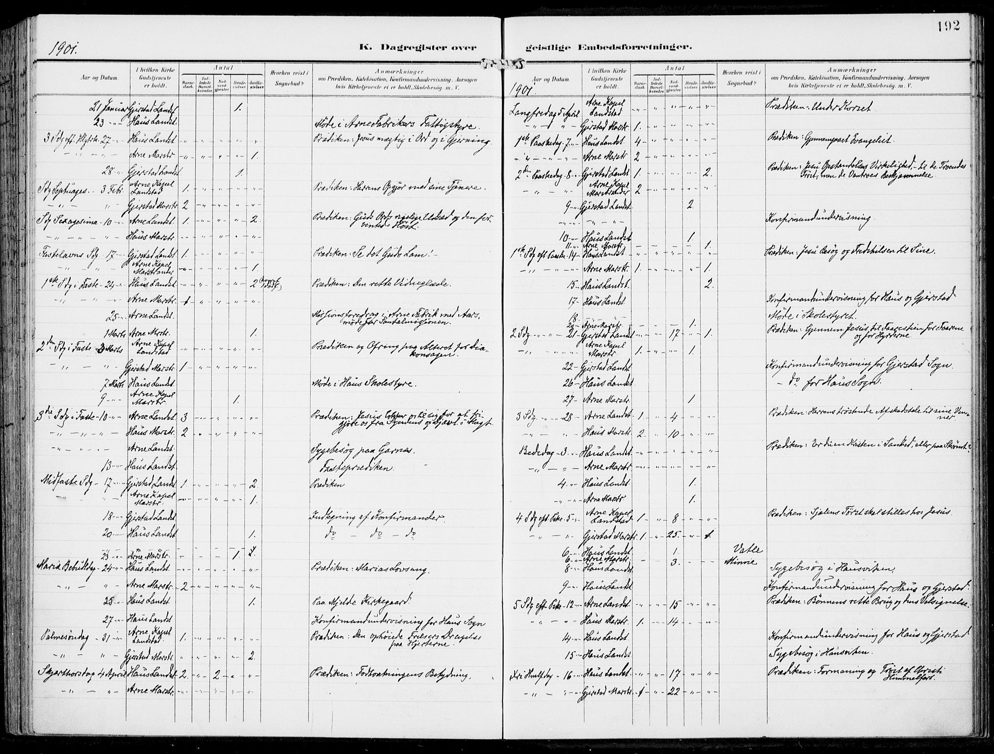 Haus sokneprestembete, SAB/A-75601/H/Haa: Parish register (official) no. B  2, 1899-1912, p. 192