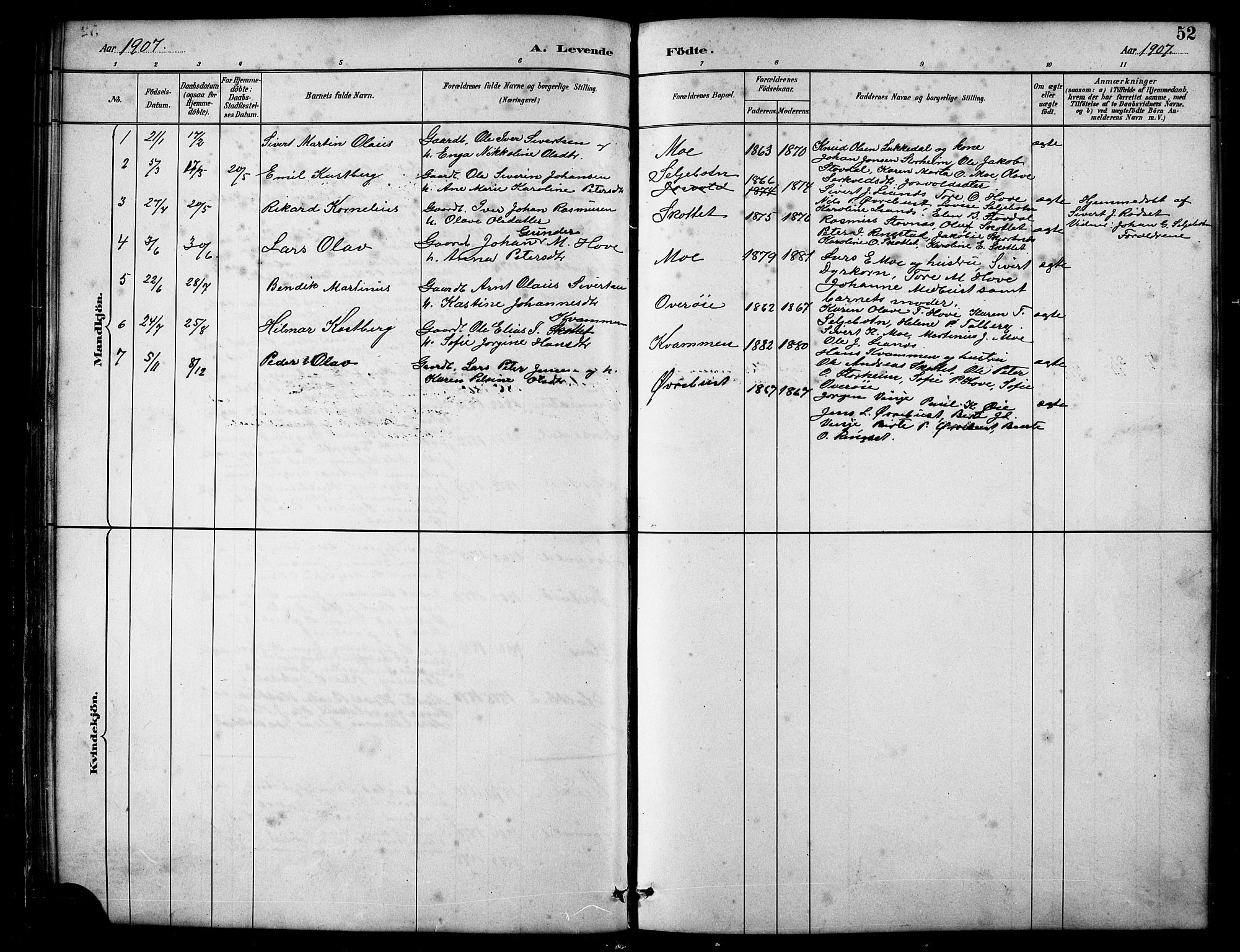 Ministerialprotokoller, klokkerbøker og fødselsregistre - Møre og Romsdal, SAT/A-1454/521/L0302: Parish register (copy) no. 521C03, 1882-1907, p. 52