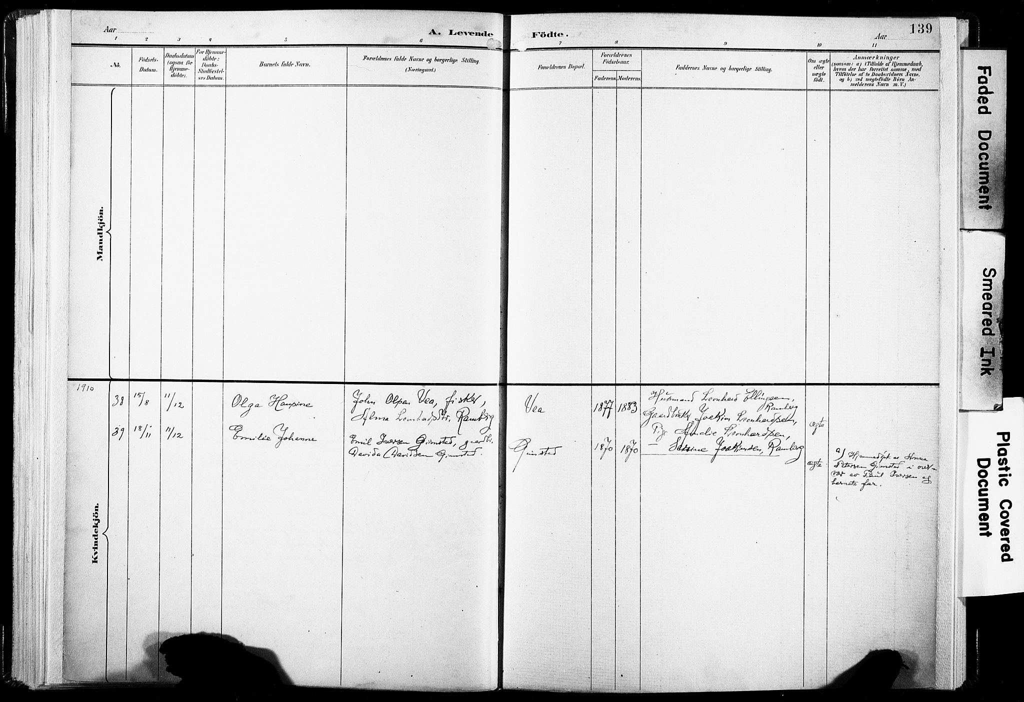 Ministerialprotokoller, klokkerbøker og fødselsregistre - Nordland, SAT/A-1459/891/L1304: Parish register (official) no. 891A09, 1895-1921, p. 139