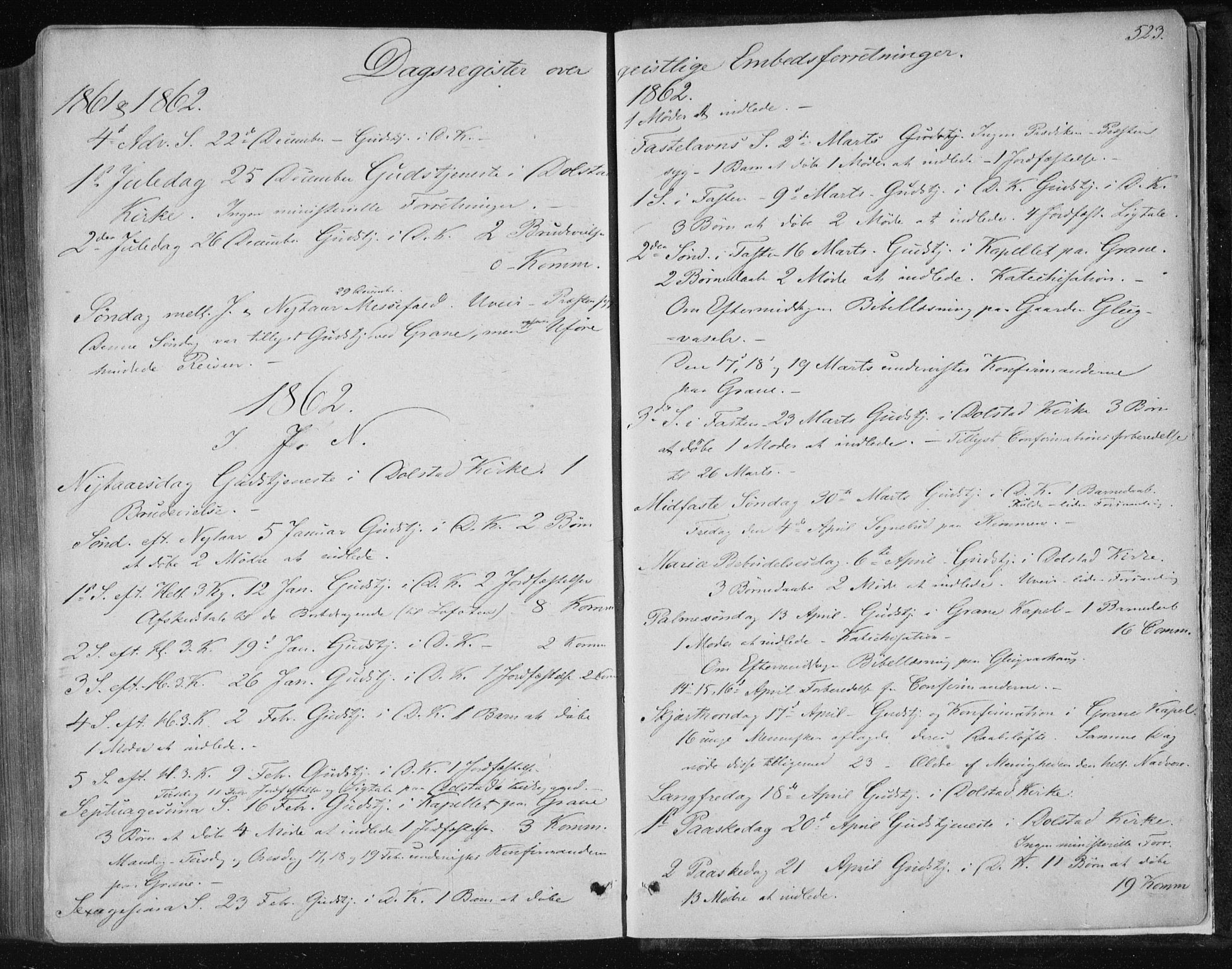 Ministerialprotokoller, klokkerbøker og fødselsregistre - Nordland, AV/SAT-A-1459/820/L0293: Parish register (official) no. 820A14, 1855-1865, p. 523