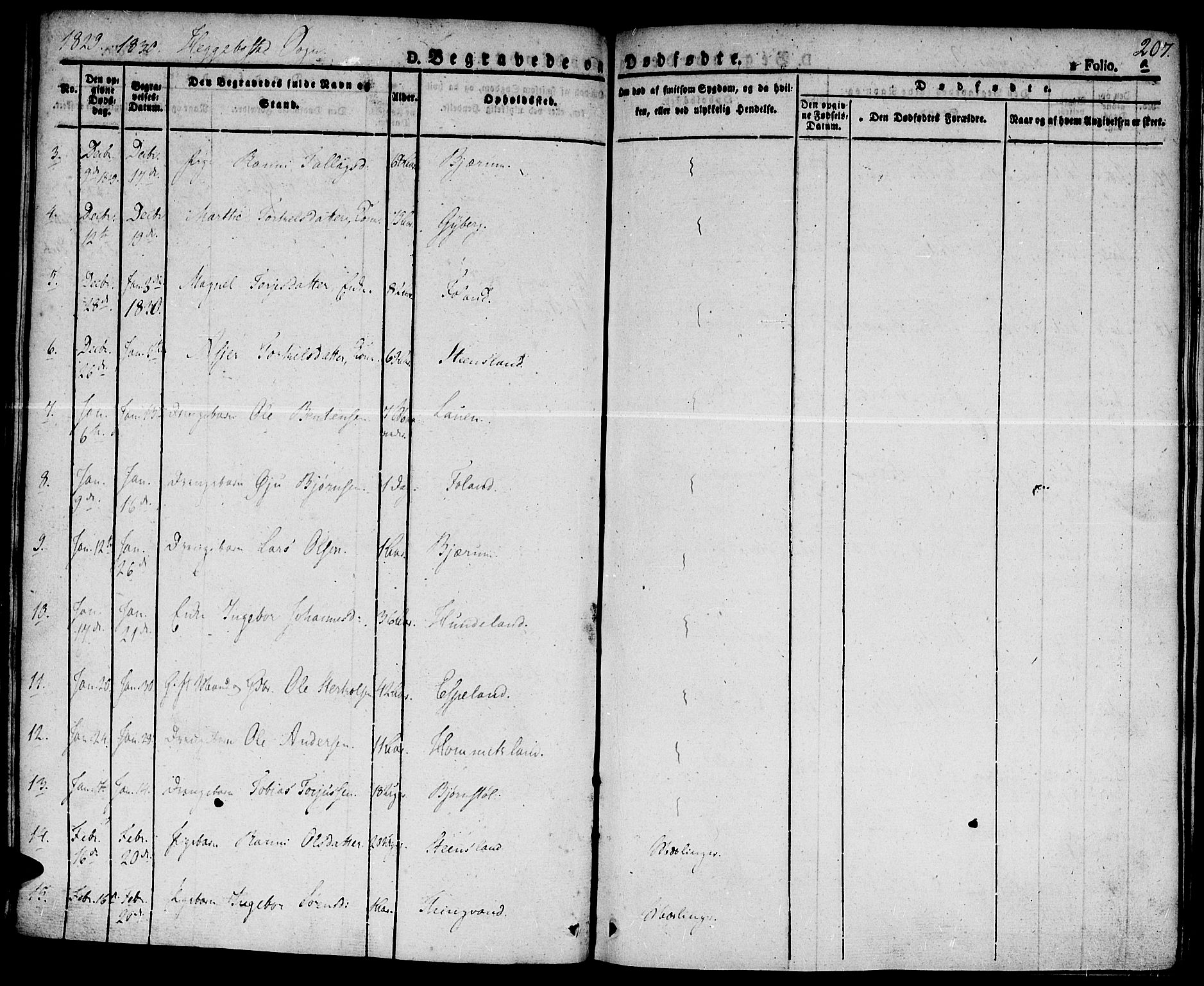 Hægebostad sokneprestkontor, AV/SAK-1111-0024/F/Fa/Faa/L0003: Parish register (official) no. A 3 /1, 1825-1834, p. 207