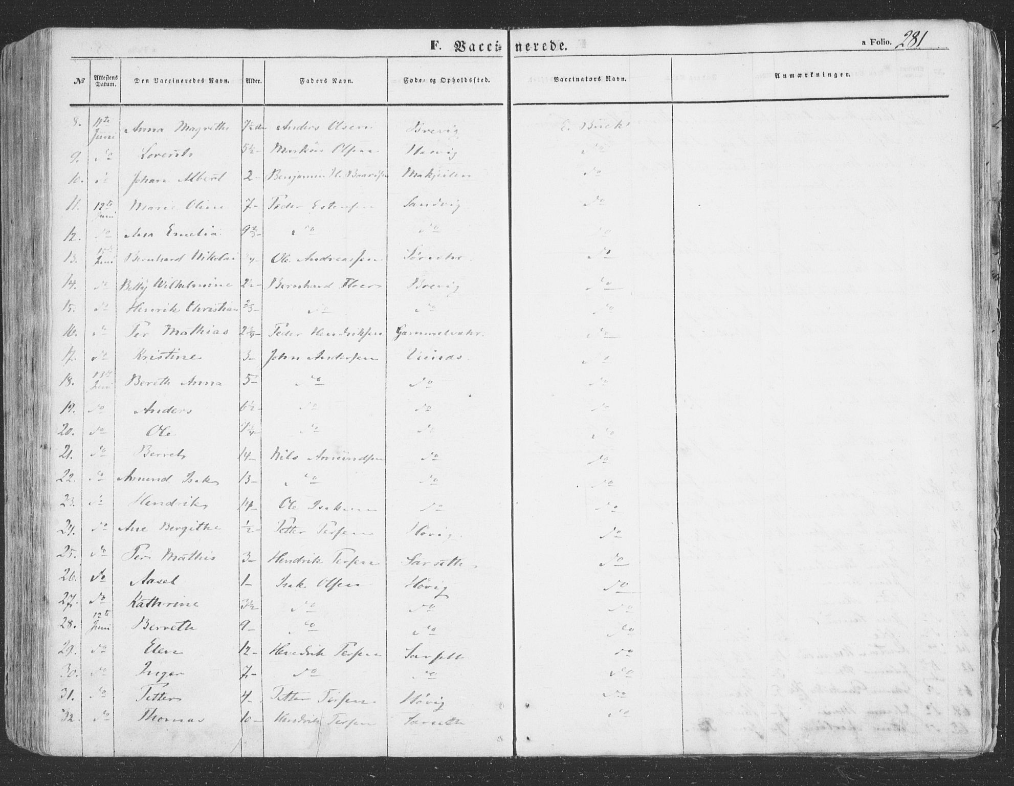 Loppa sokneprestkontor, SATØ/S-1339/H/Ha/L0004kirke: Parish register (official) no. 4, 1849-1868, p. 281
