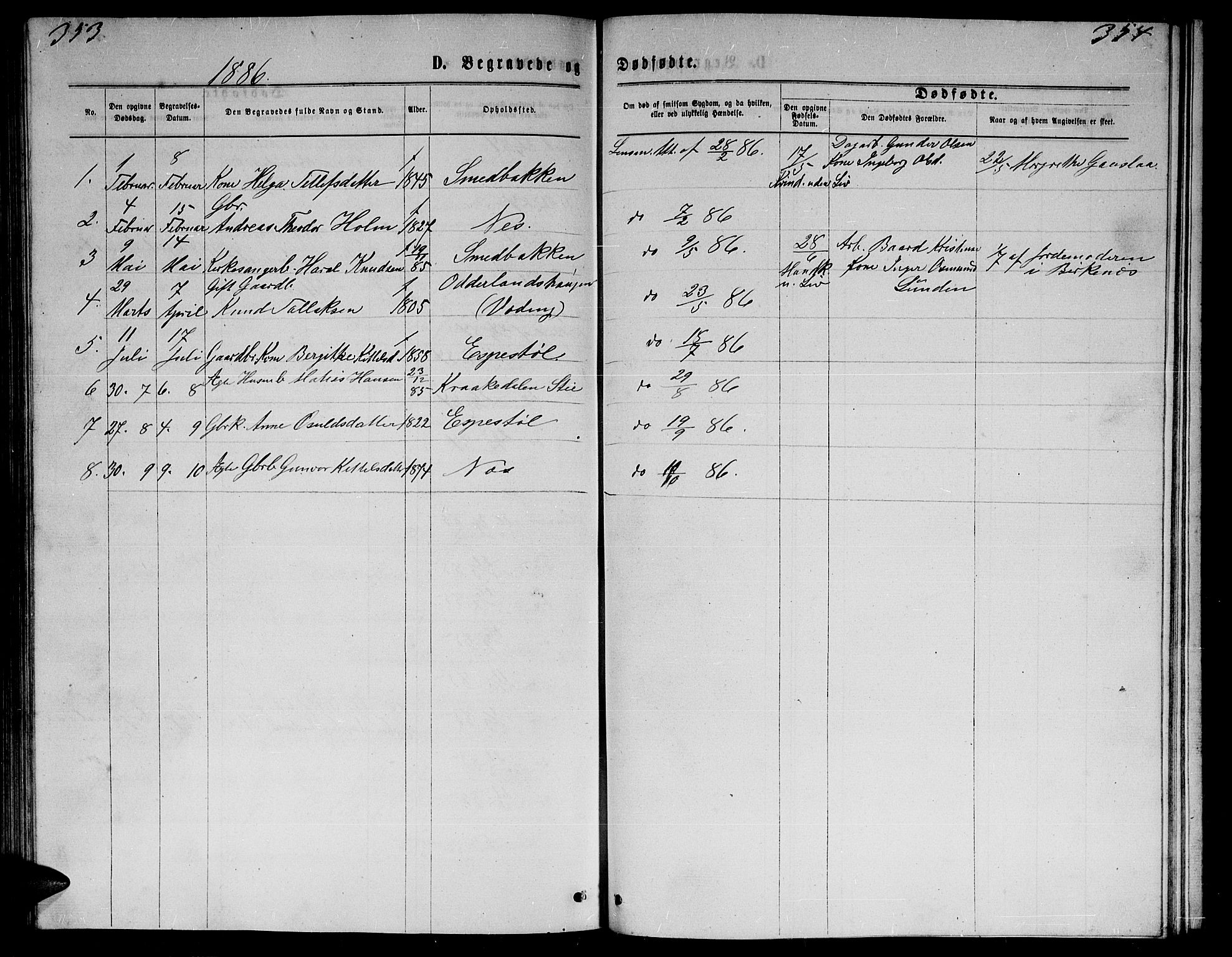 Herefoss sokneprestkontor, AV/SAK-1111-0019/F/Fb/Fba/L0002: Parish register (copy) no. B 2, 1868-1886, p. 353-354