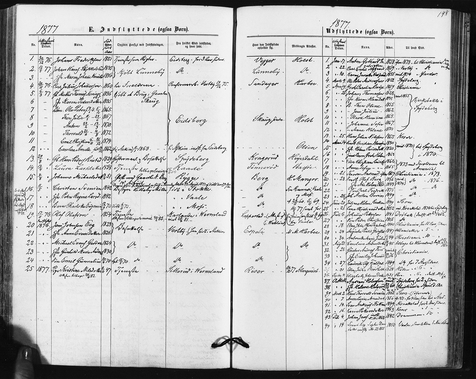 Hobøl prestekontor Kirkebøker, AV/SAO-A-2002/F/Fa/L0004: Parish register (official) no. I 4, 1865-1877, p. 198