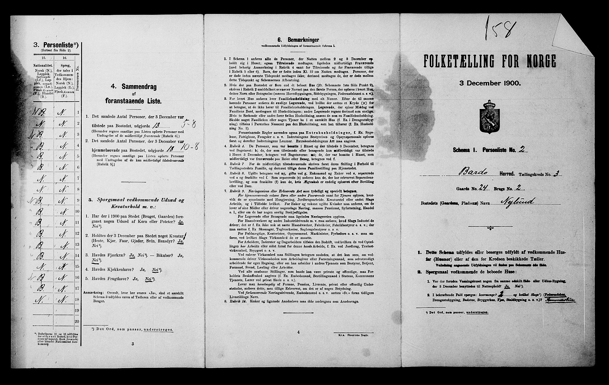 SATØ, 1900 census for Bardu, 1900, p. 127