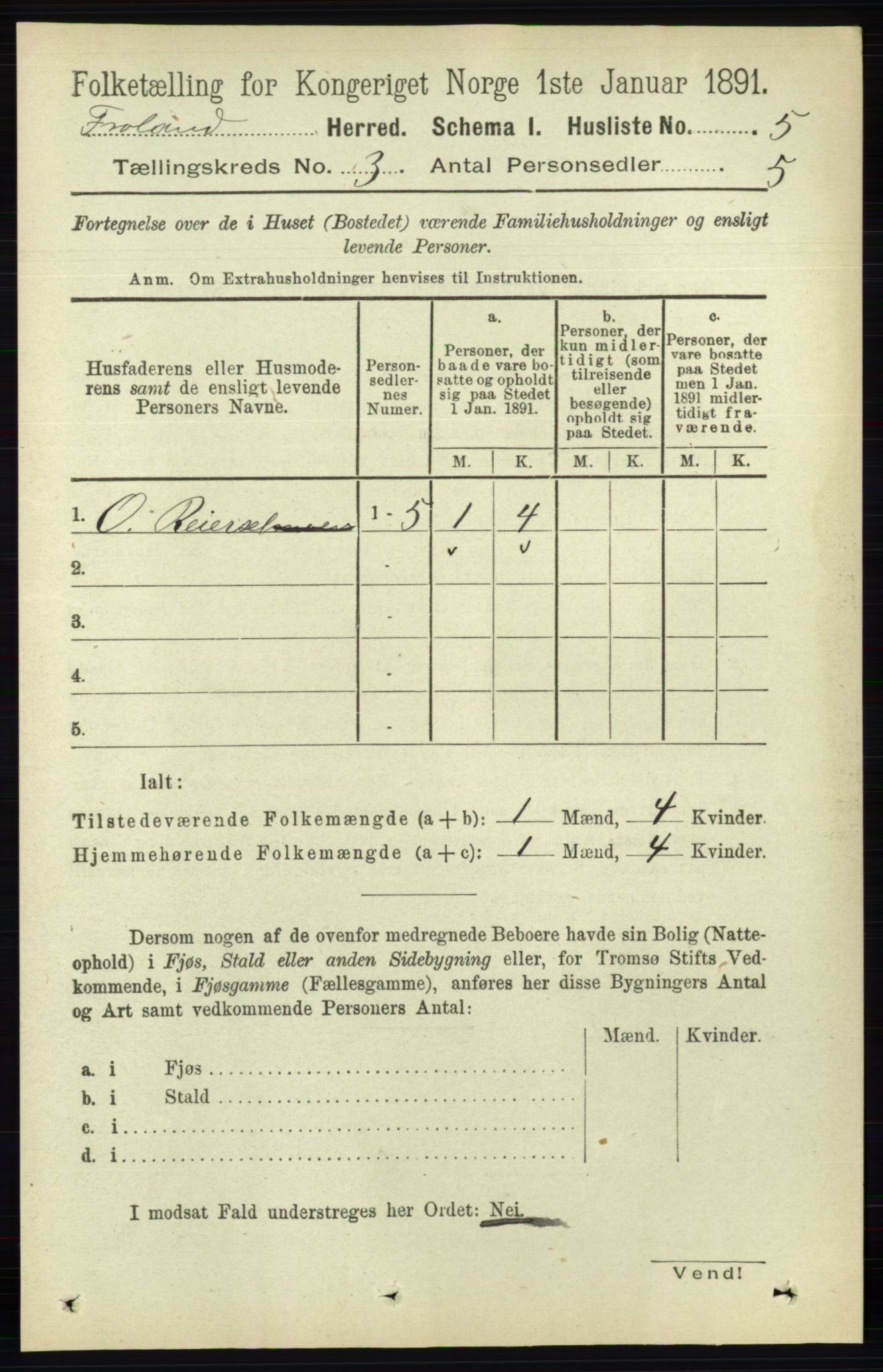 RA, 1891 census for 0919 Froland, 1891, p. 963