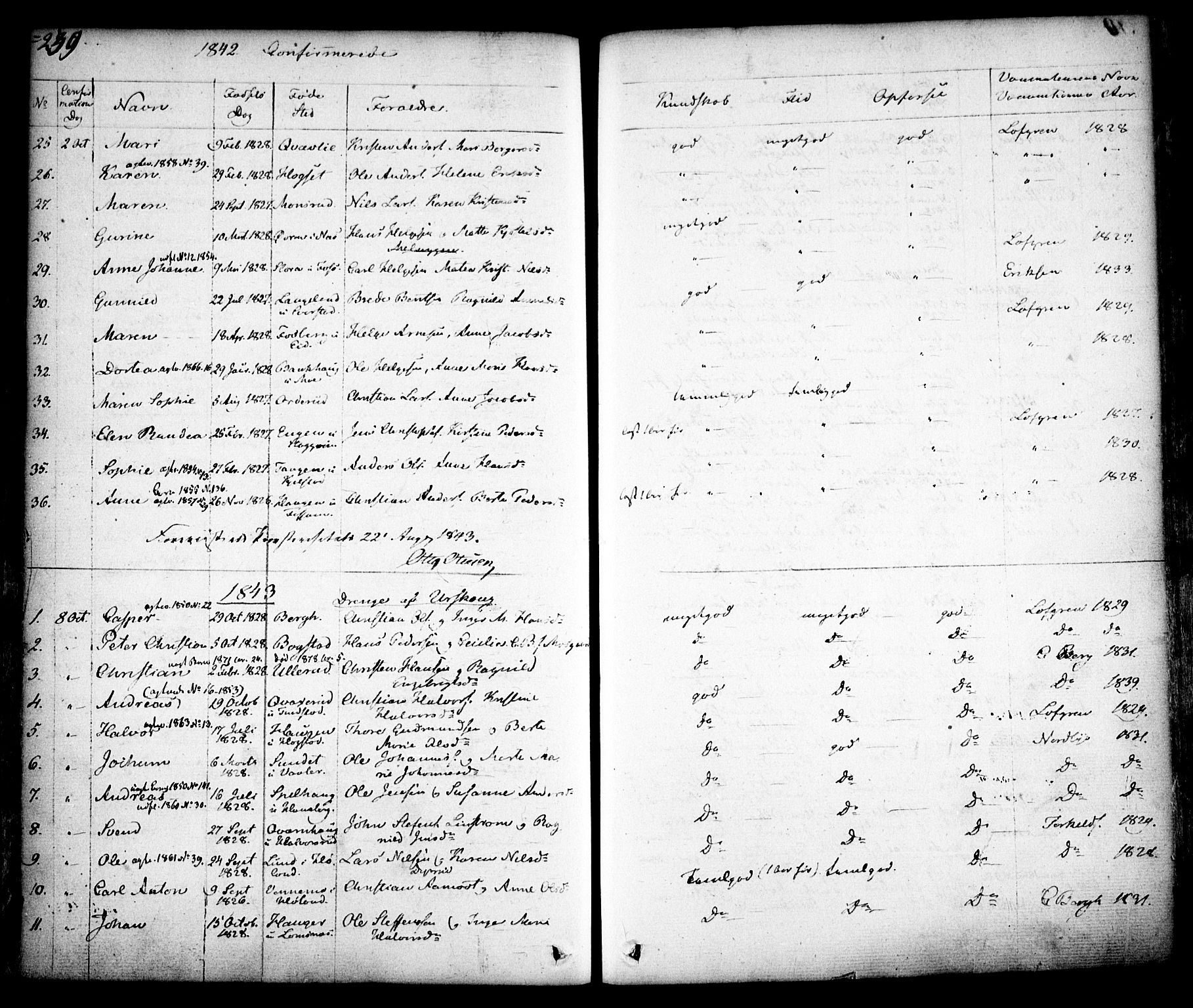 Aurskog prestekontor Kirkebøker, SAO/A-10304a/F/Fa/L0006: Parish register (official) no. I 6, 1829-1853, p. 239