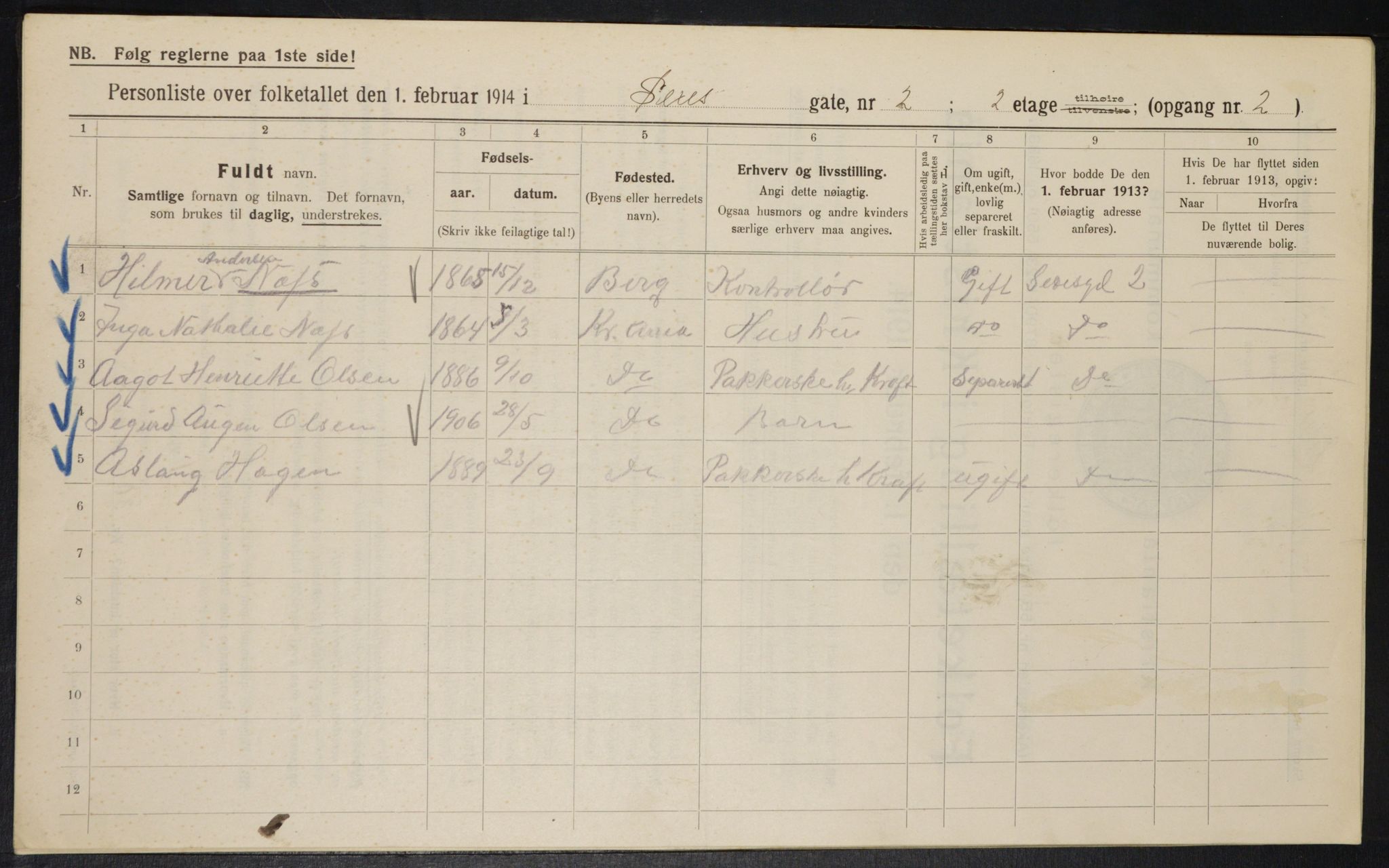 OBA, Municipal Census 1914 for Kristiania, 1914, p. 94438