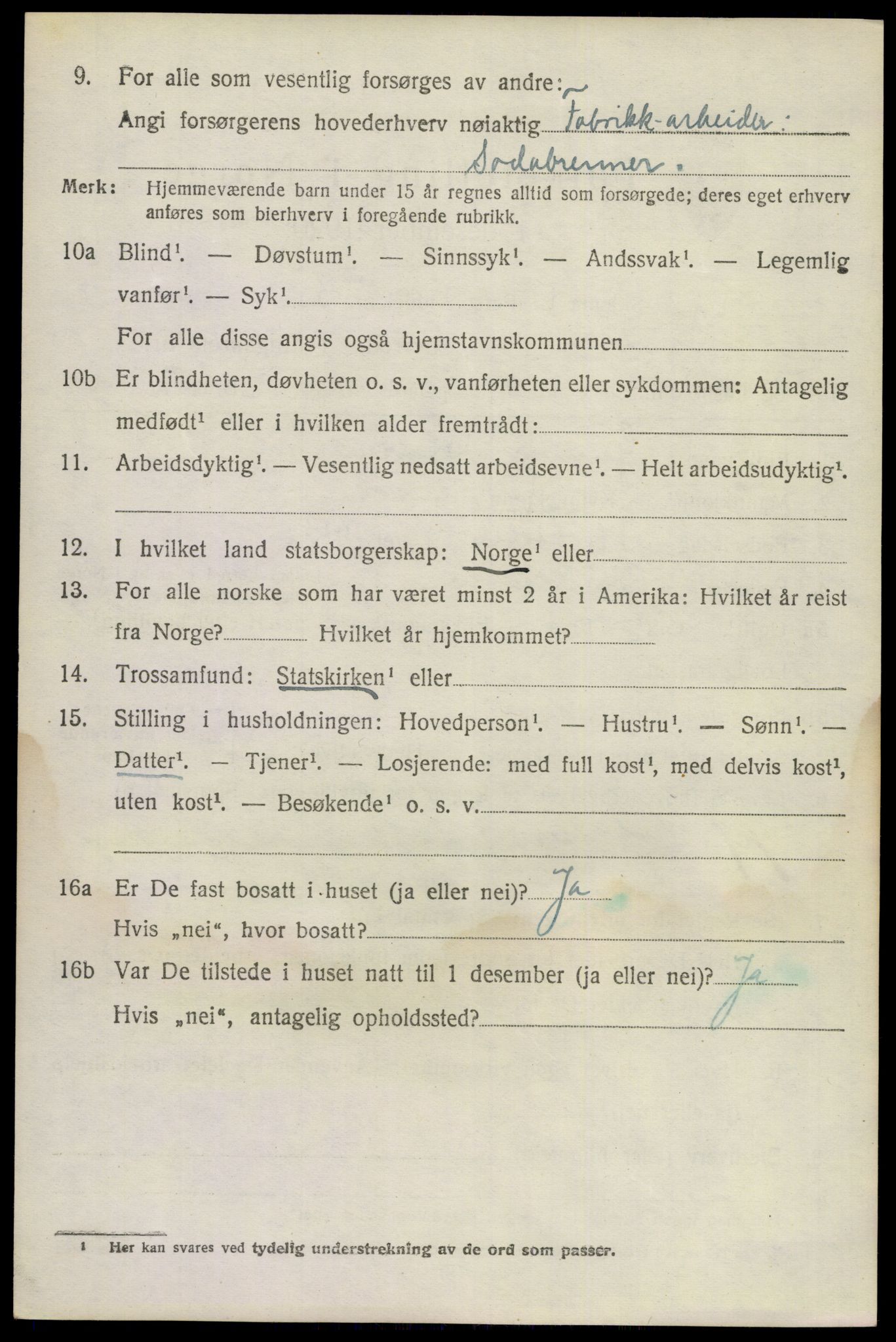 SAKO, 1920 census for Bamble, 1920, p. 2030