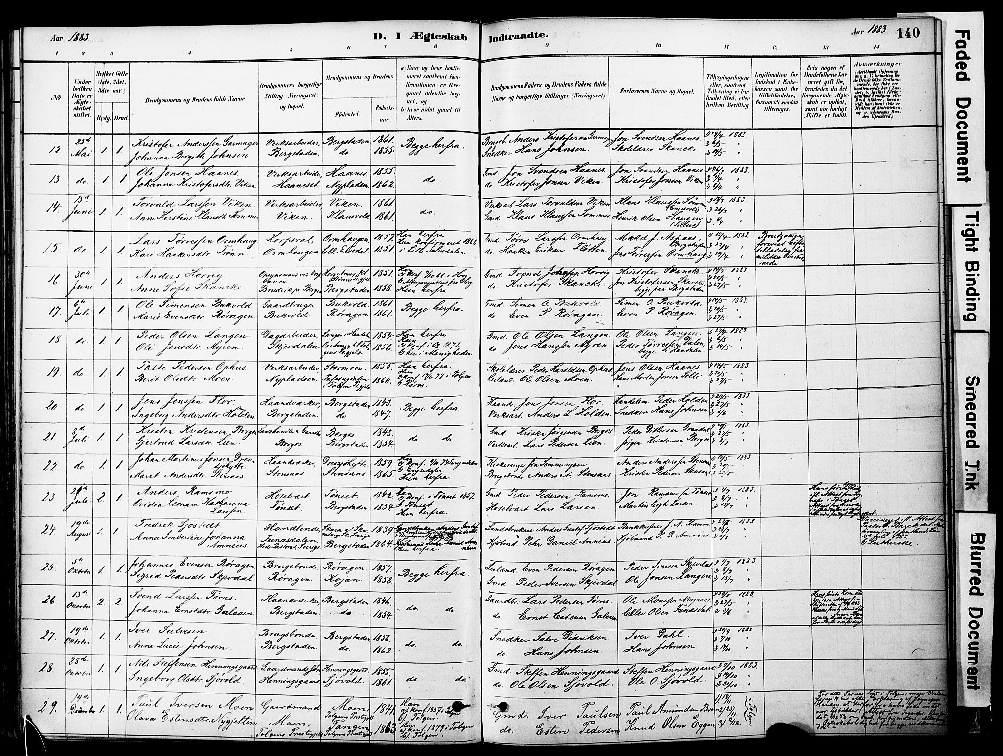 Ministerialprotokoller, klokkerbøker og fødselsregistre - Sør-Trøndelag, SAT/A-1456/681/L0933: Parish register (official) no. 681A11, 1879-1890, p. 140