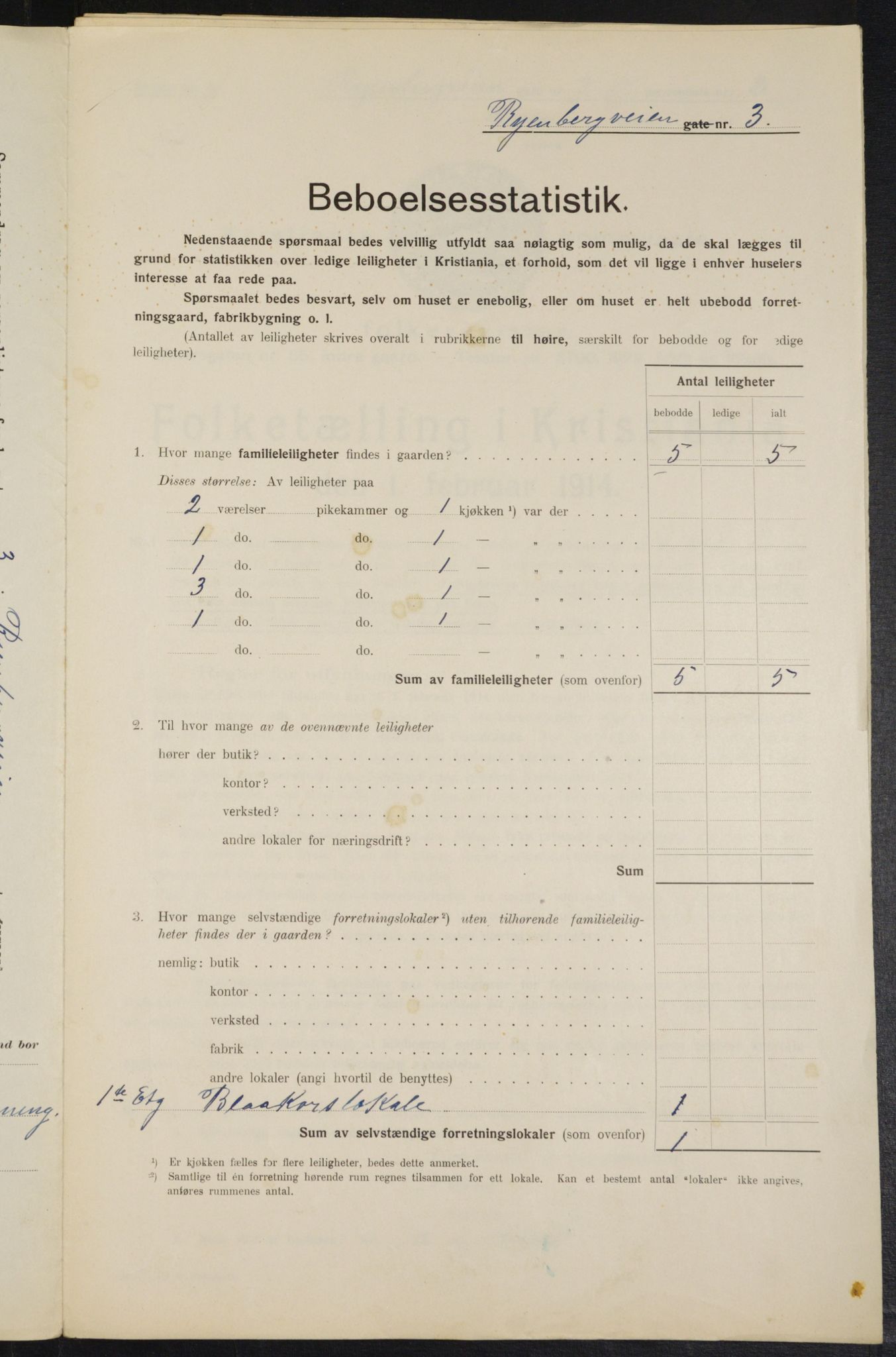 OBA, Municipal Census 1914 for Kristiania, 1914, p. 85487