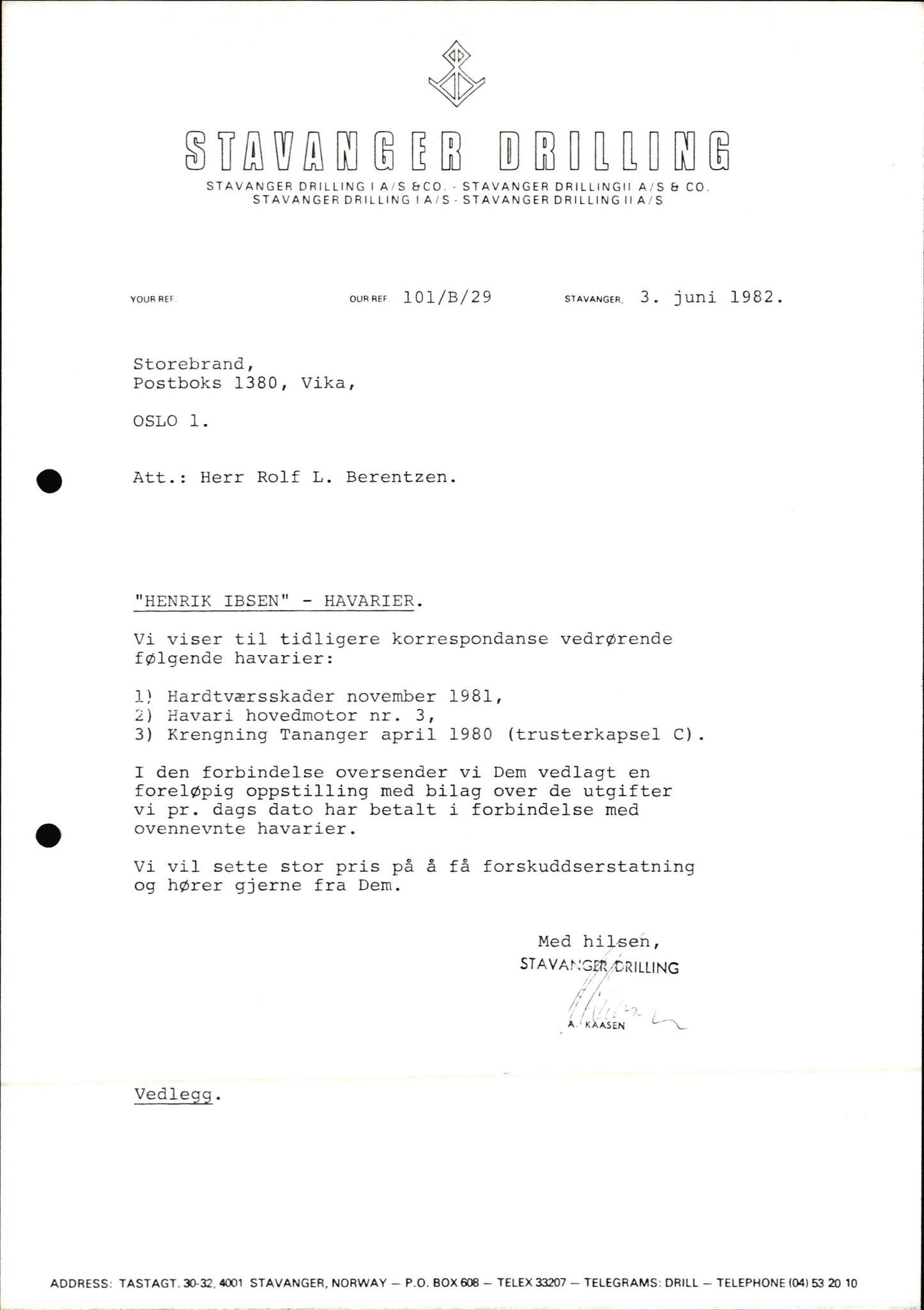 Pa 1503 - Stavanger Drilling AS, AV/SAST-A-101906/2/E/Ec/Eca/L0014: Sak og korrespondanse, 1977-1987