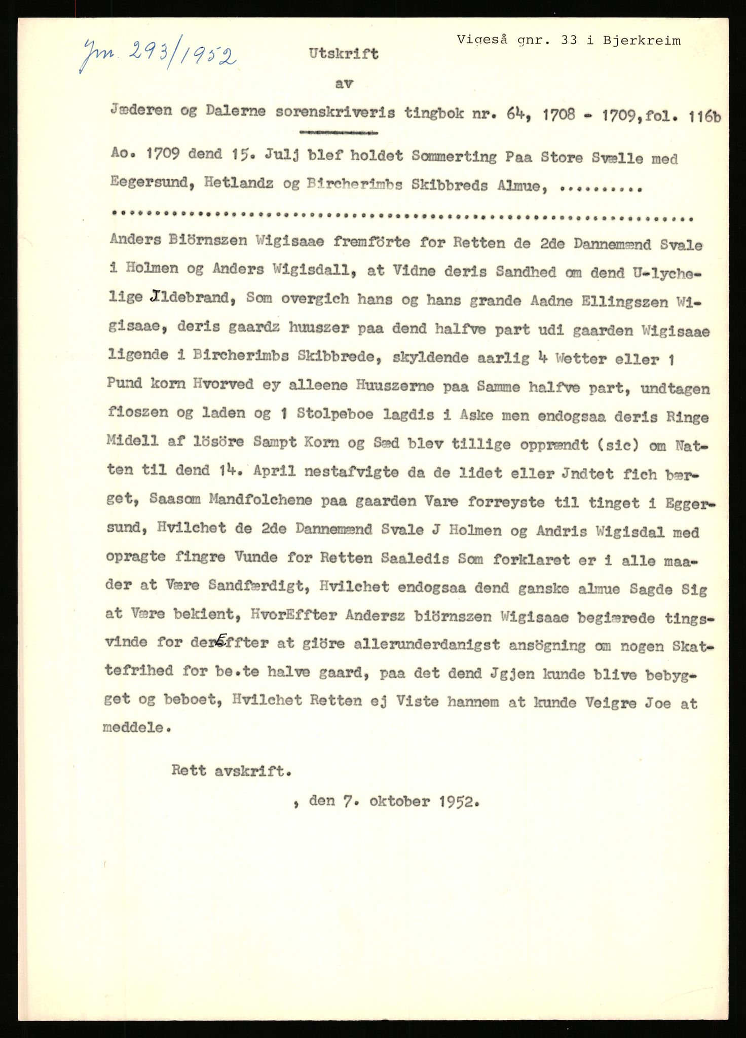 Statsarkivet i Stavanger, AV/SAST-A-101971/03/Y/Yj/L0094: Avskrifter sortert etter gårdsnavn: Vetrhus - Vik i Nerstrand, 1750-1930, p. 464