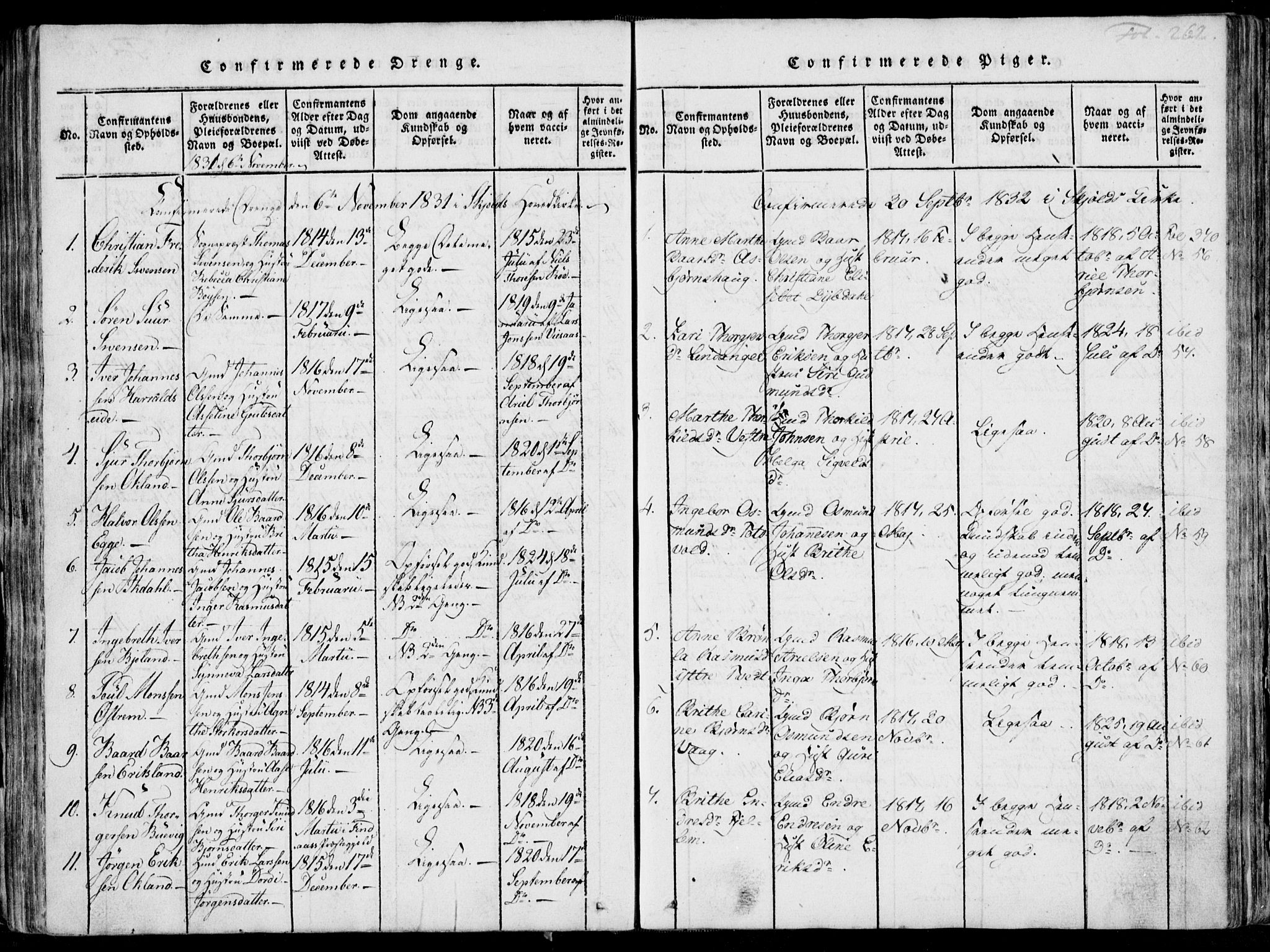 Skjold sokneprestkontor, SAST/A-101847/H/Ha/Haa/L0003: Parish register (official) no. A 3, 1815-1835, p. 262