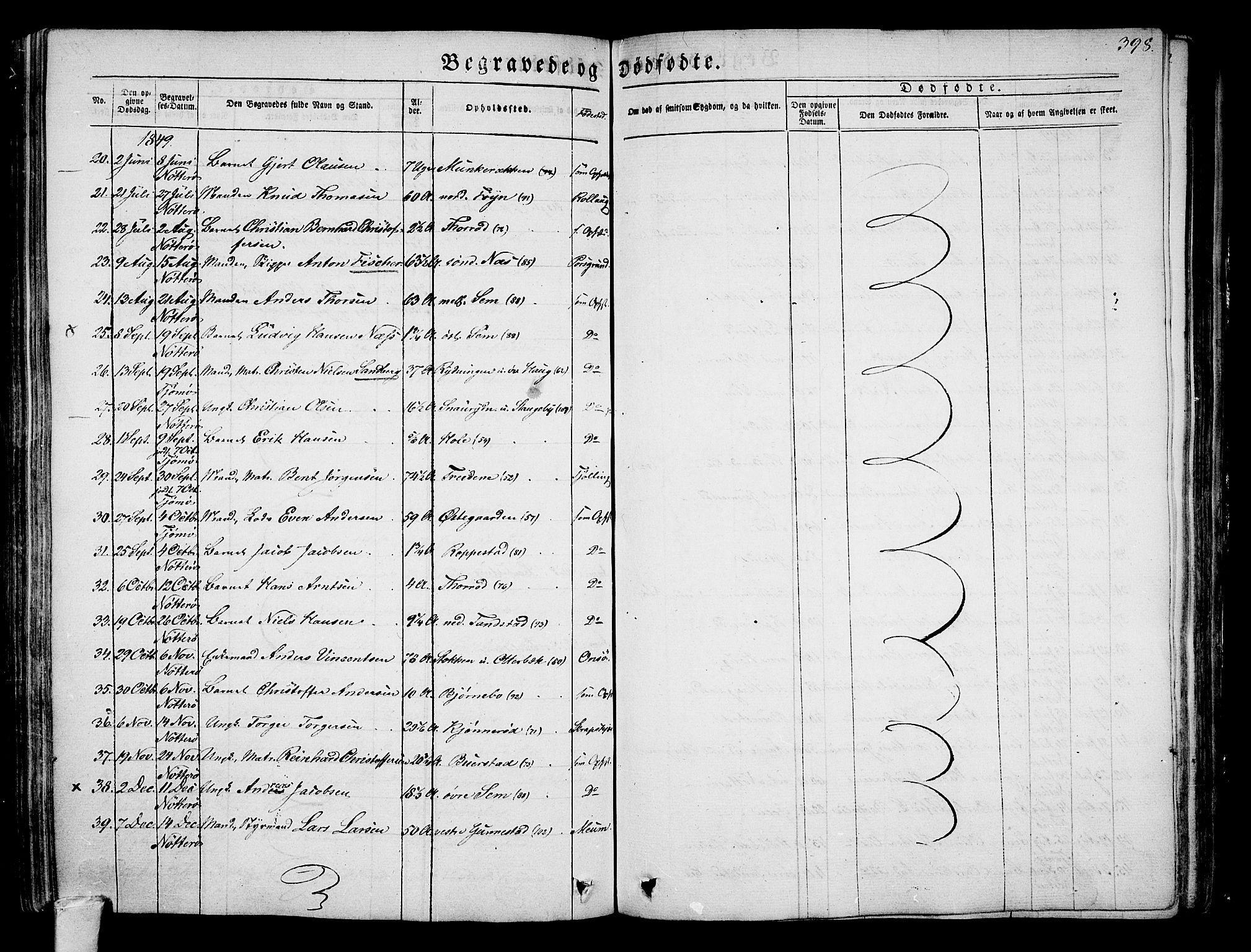 Nøtterøy kirkebøker, AV/SAKO-A-354/G/Ga/L0001: Parish register (copy) no. I 1, 1844-1859, p. 398