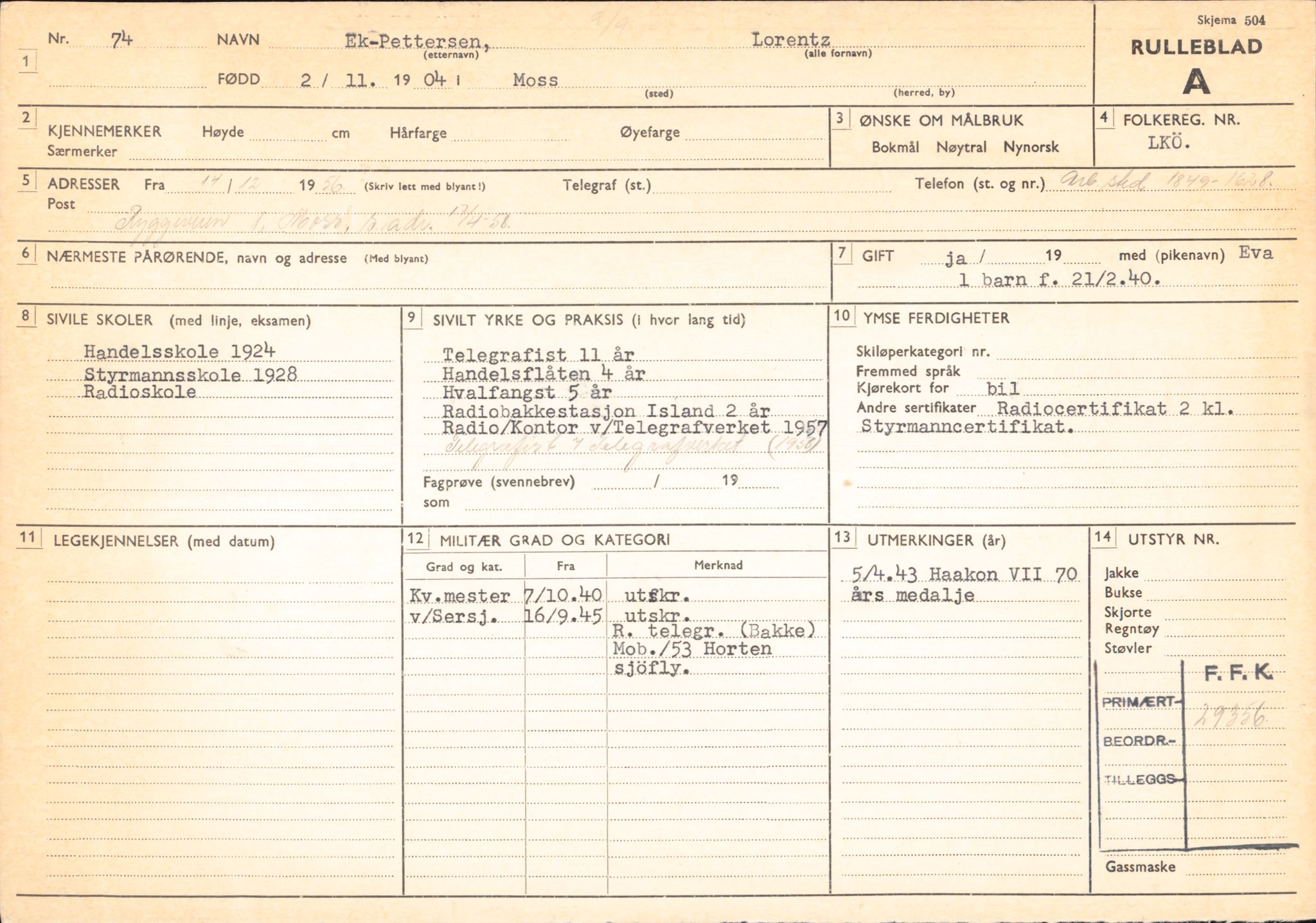 Forsvaret, Forsvarets overkommando/Luftforsvarsstaben, AV/RA-RAFA-4079/P/Pa/L0011: Personellpapirer, 1904, p. 162