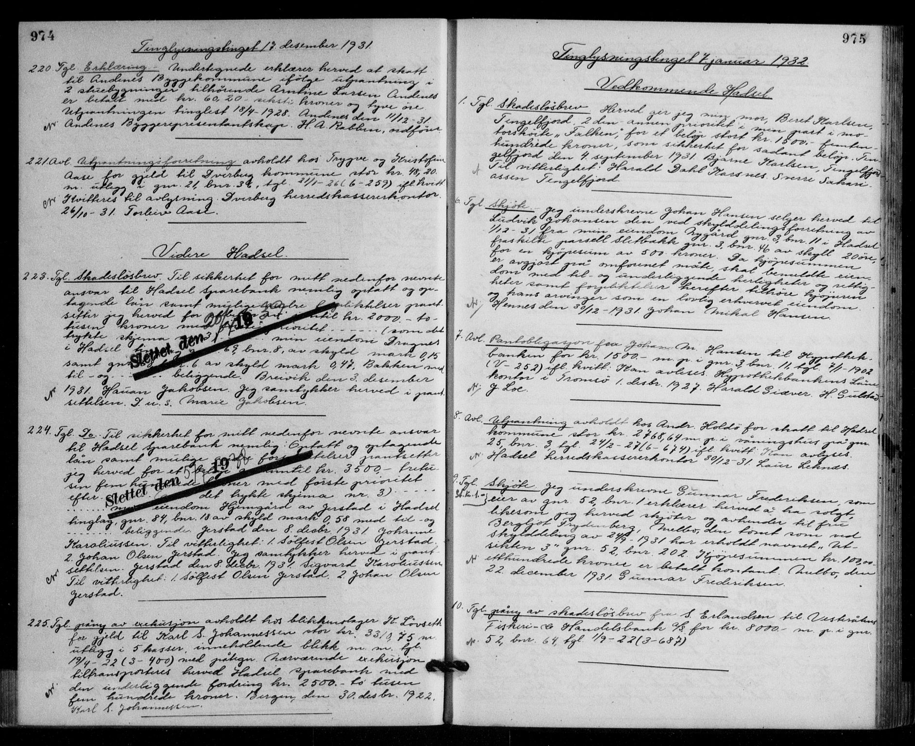 Vesterålen sorenskriveri, SAT/A-4180/1/2/2Ca/L0048: Mortgage book no. 41, 1928-1932, Deed date: 07.01.1932