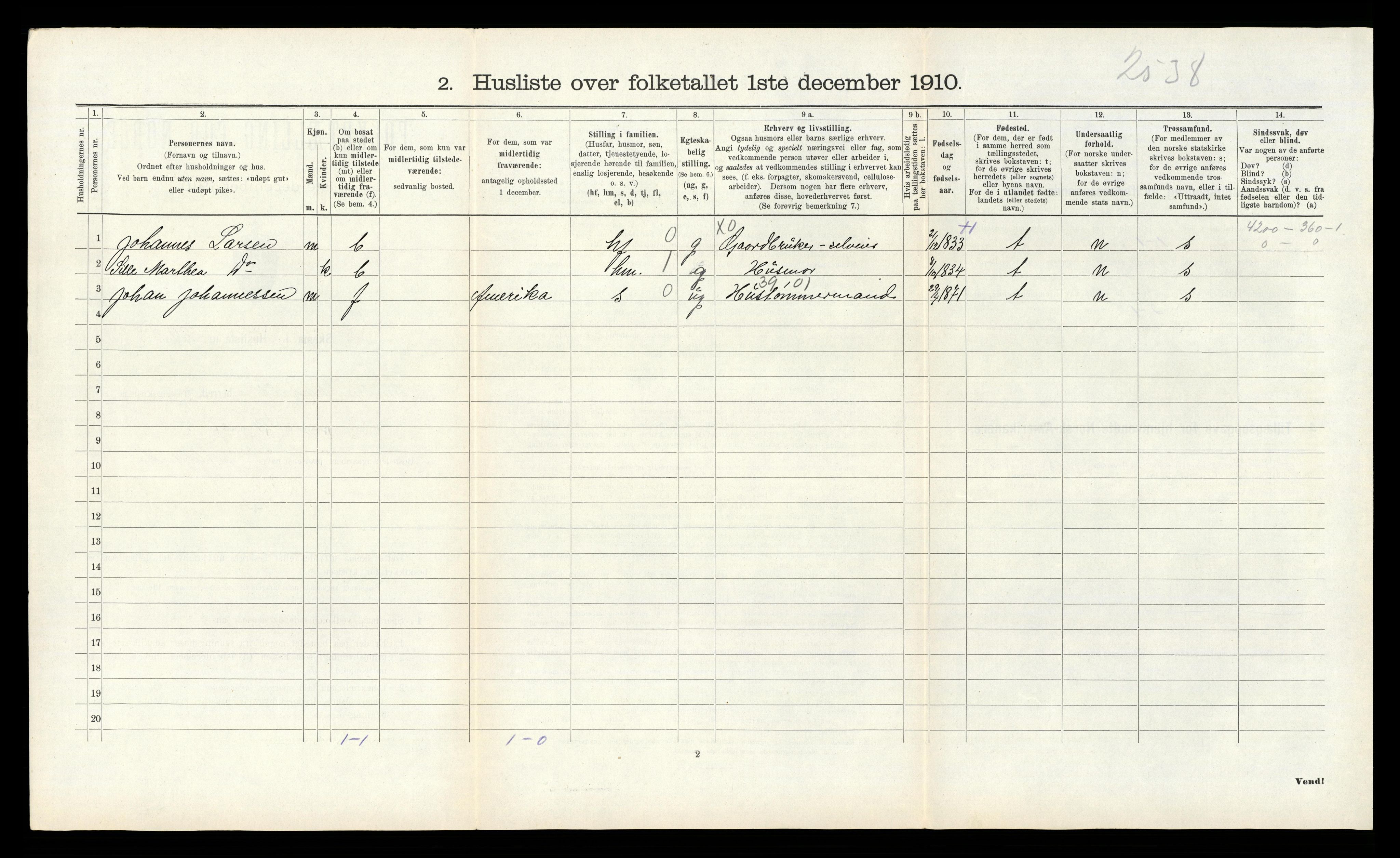 RA, 1910 census for Sør-Audnedal, 1910, p. 490