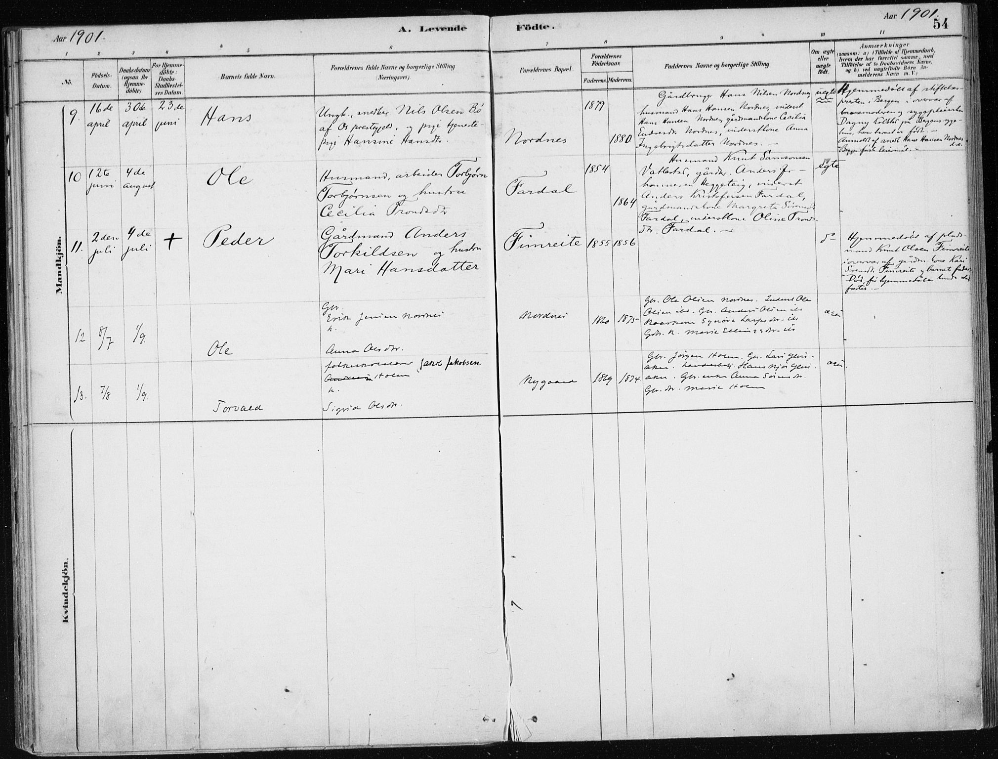 Sogndal sokneprestembete, AV/SAB-A-81301/H/Haa/Haac/L0001: Parish register (official) no. C 1, 1878-1907, p. 54