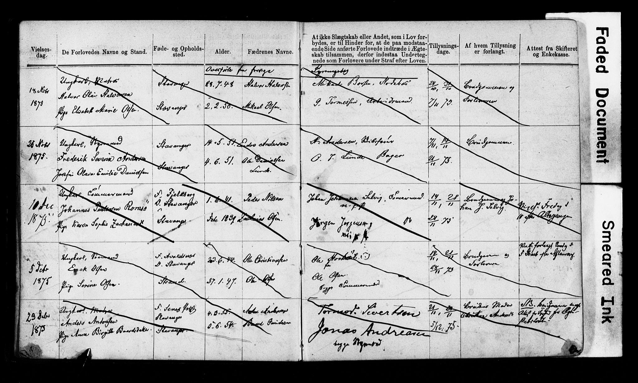 Domkirken sokneprestkontor, AV/SAST-A-101812/001/70/705BA/L0002: Banns register no. 2, 1875-1892