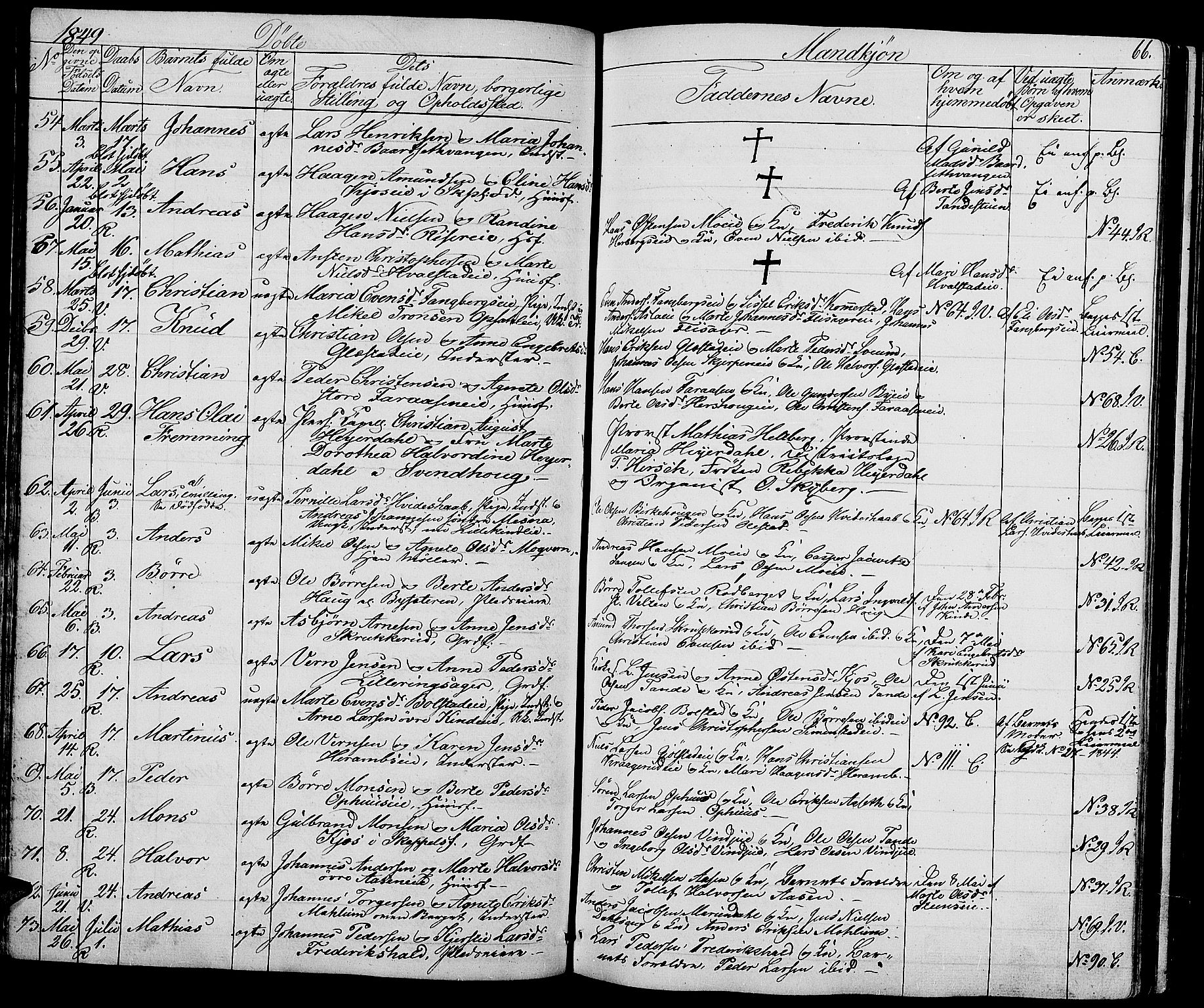 Ringsaker prestekontor, AV/SAH-PREST-014/L/La/L0005: Parish register (copy) no. 5, 1839-1850, p. 66