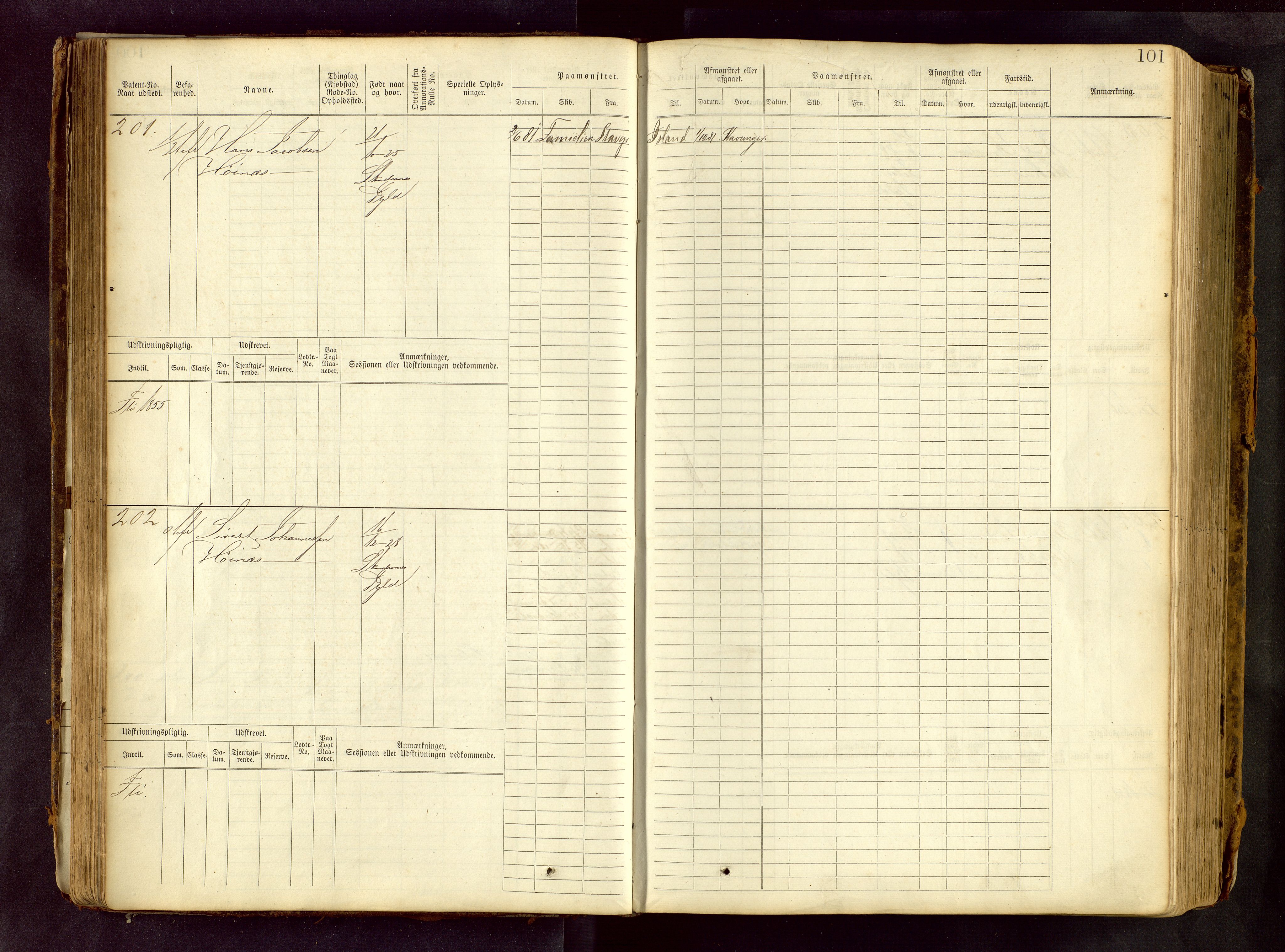 Haugesund sjømannskontor, SAST/A-102007/F/Fb/Fbb/L0001: Sjøfartsrulle Skudenes krets No 1 - 958, 1860-1948, p. 101