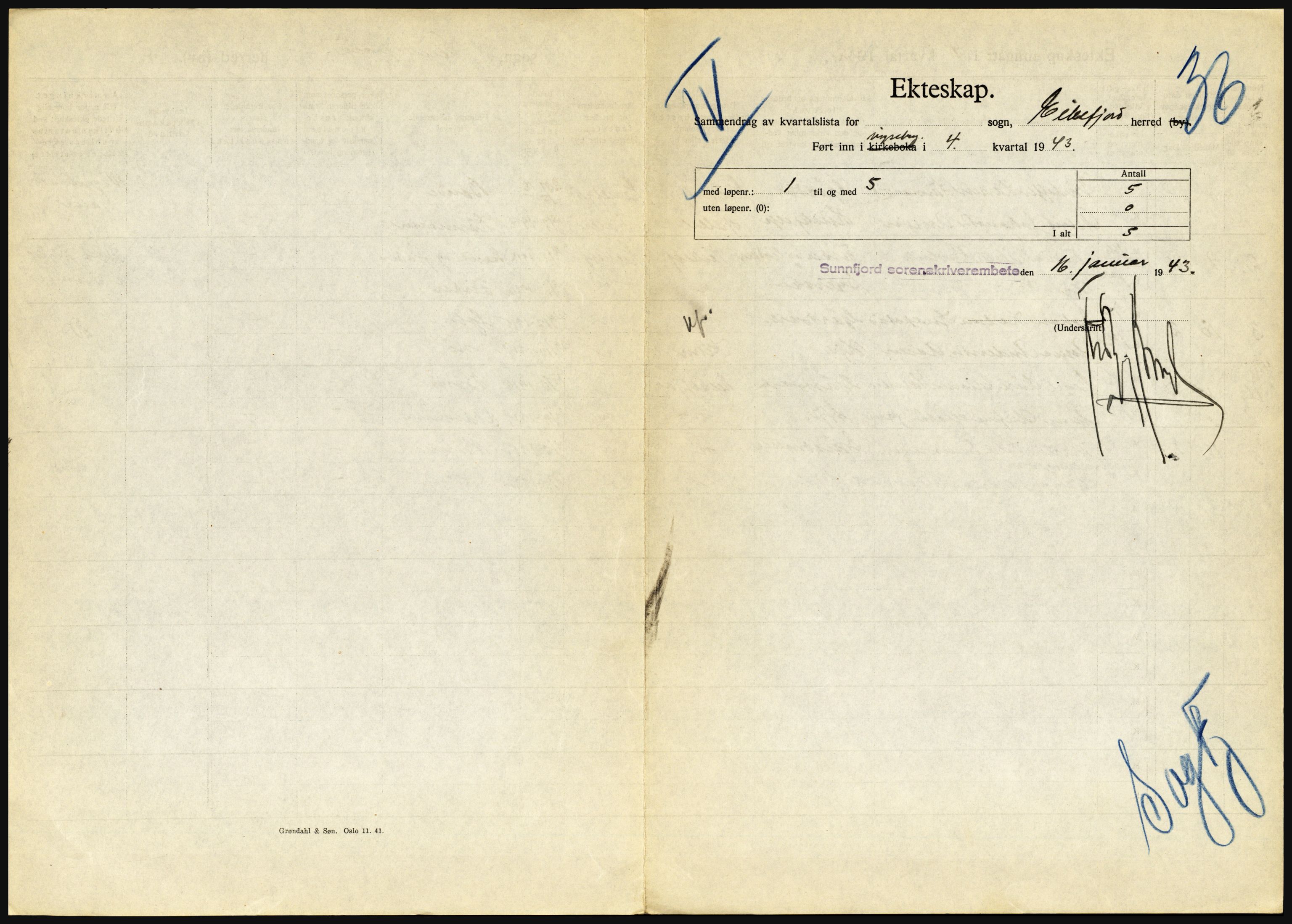 Statistisk sentralbyrå, Sosiodemografiske emner, Befolkning, AV/RA-S-2228/D/Df/Dfe/Dfeb/L0032: Sogn og Fjordane, 1942, p. 223