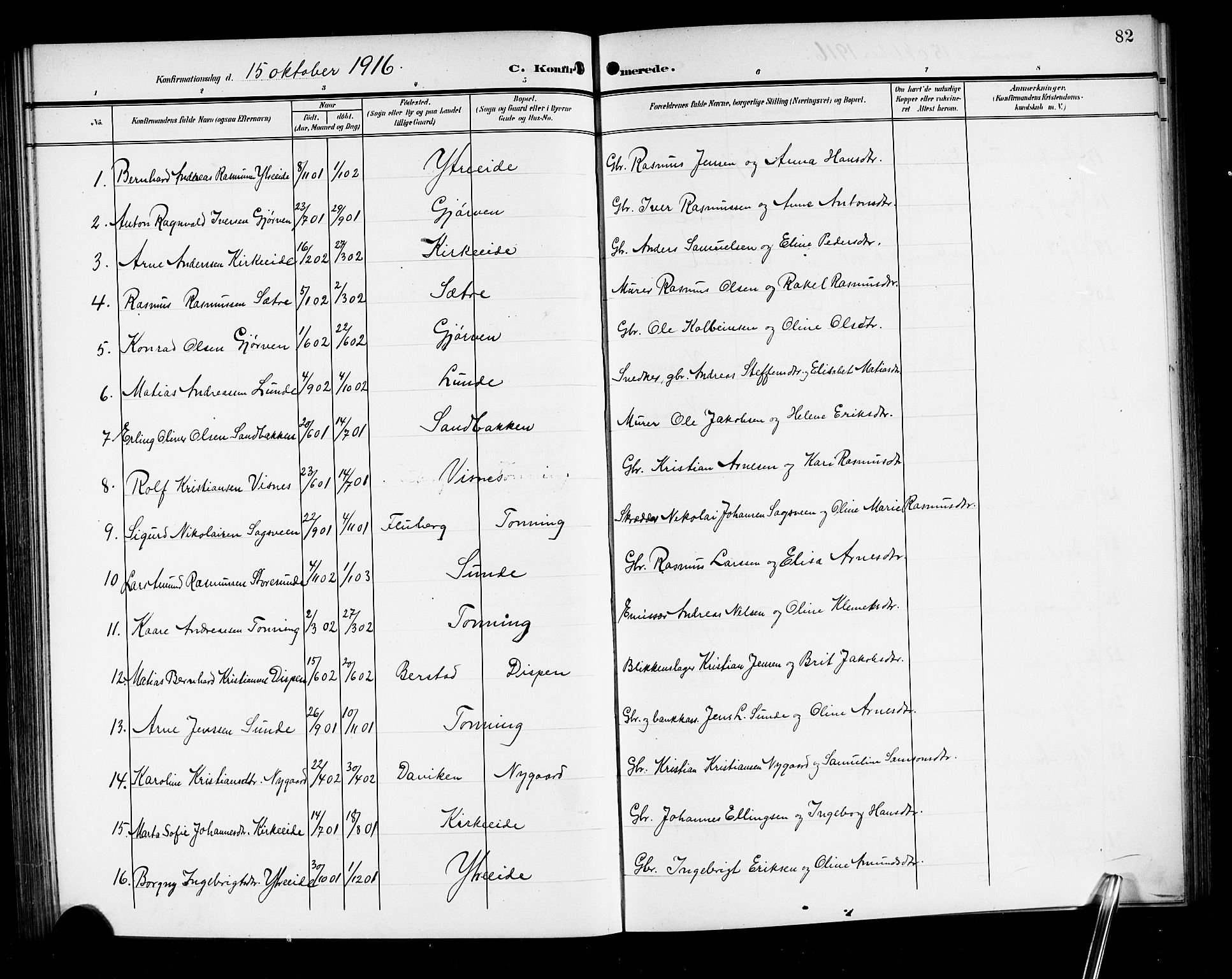 Stryn Sokneprestembete, AV/SAB-A-82501: Parish register (copy) no. A 3, 1906-1924, p. 82