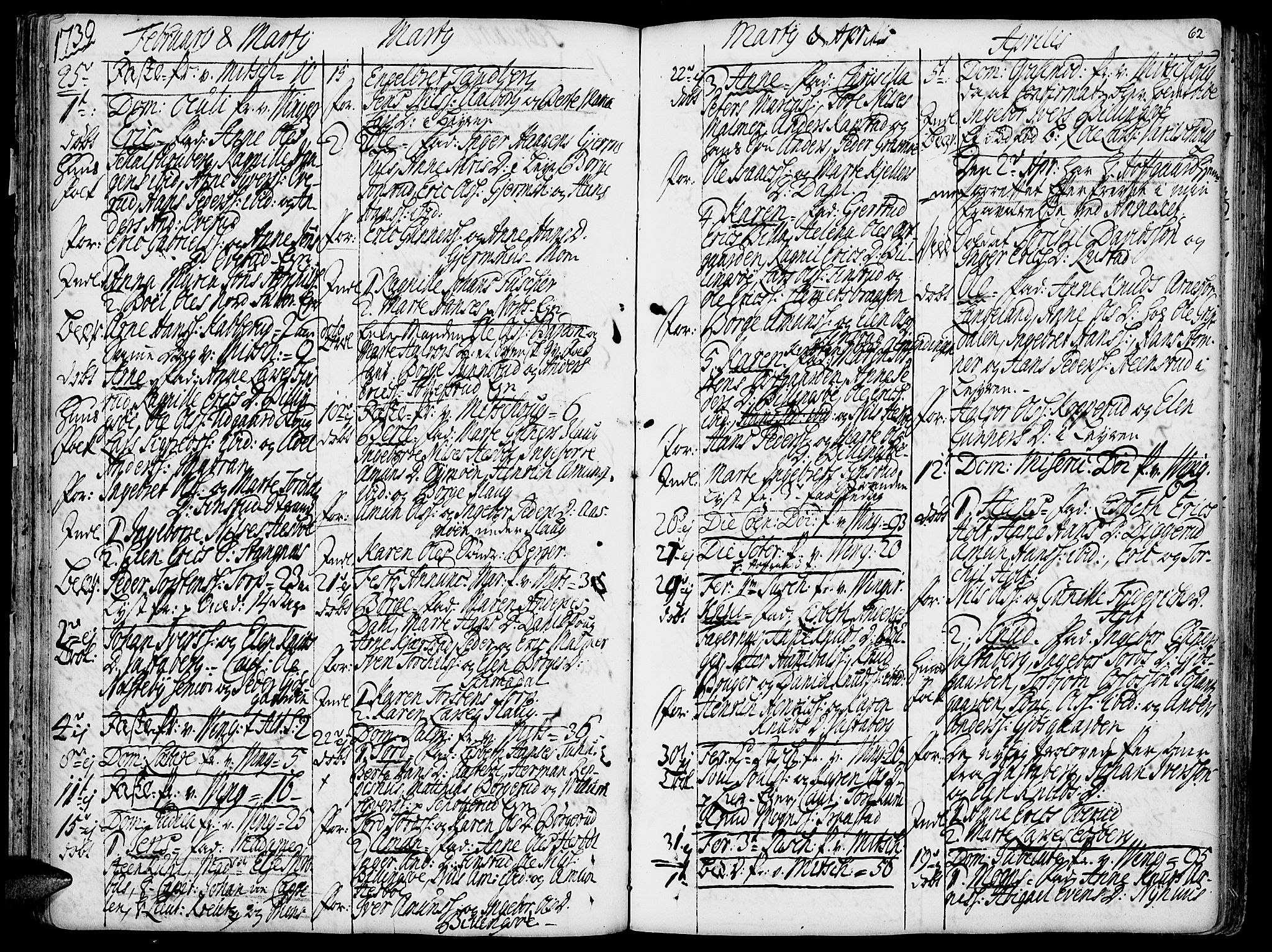 Vinger prestekontor, AV/SAH-PREST-024/H/Ha/Haa/L0002: Parish register (official) no. 2, 1730-1751, p. 62