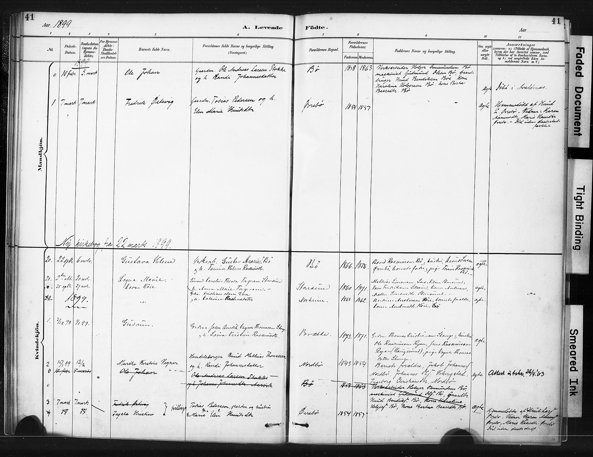 Torvastad sokneprestkontor, AV/SAST-A -101857/H/Ha/Haa/L0015: Parish register (official) no. A 14, 1888-1899, p. 41