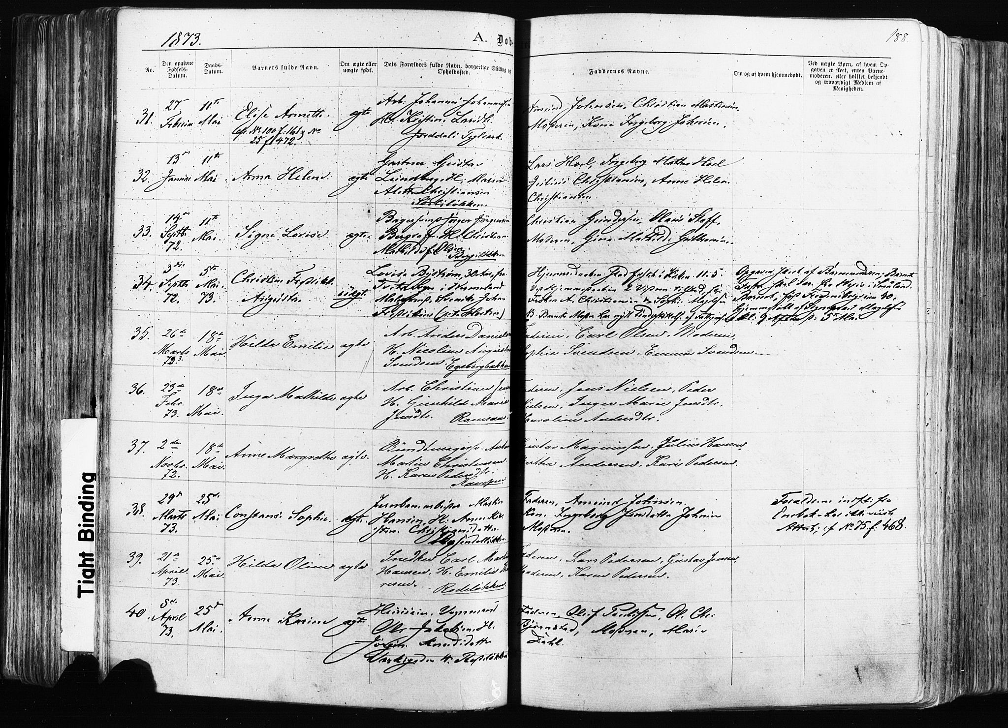 Østre Aker prestekontor Kirkebøker, AV/SAO-A-10840/F/Fa/L0003: Parish register (official) no. I 3, 1869-1875, p. 188