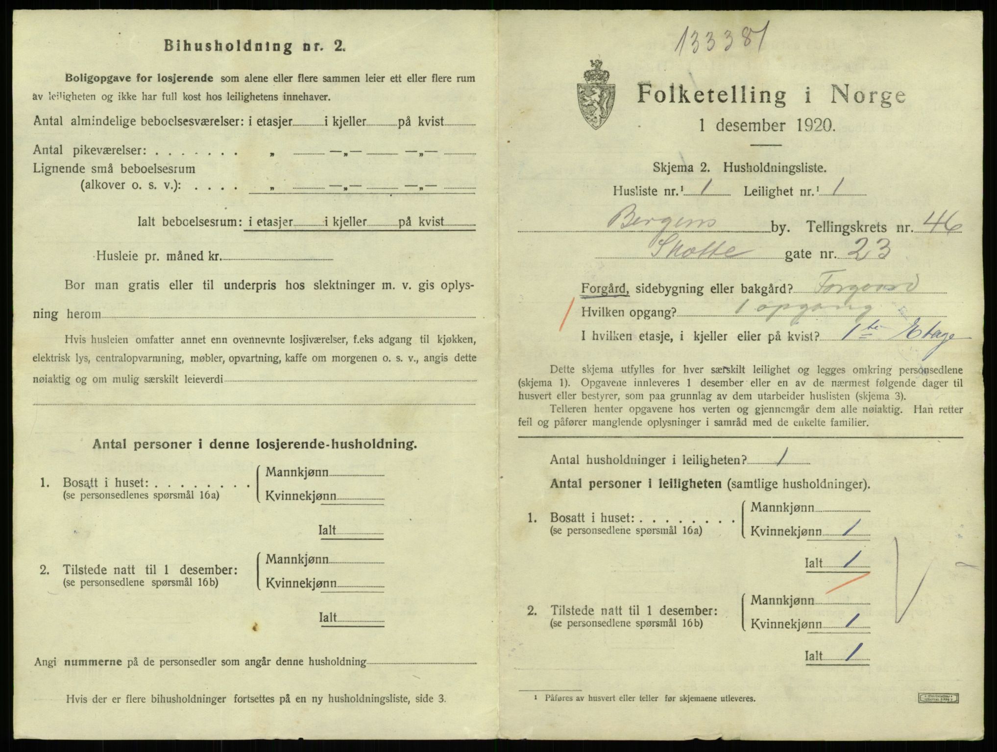 SAB, 1920 census for Bergen, 1920, p. 27639