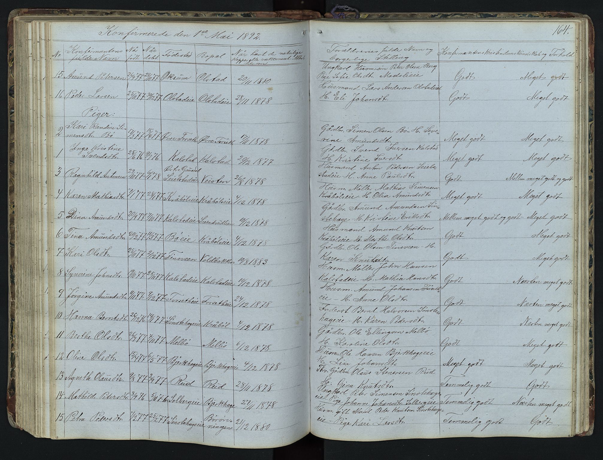 Vestre Gausdal prestekontor, SAH/PREST-094/H/Ha/Hab/L0001: Parish register (copy) no. 1, 1867-1895, p. 164