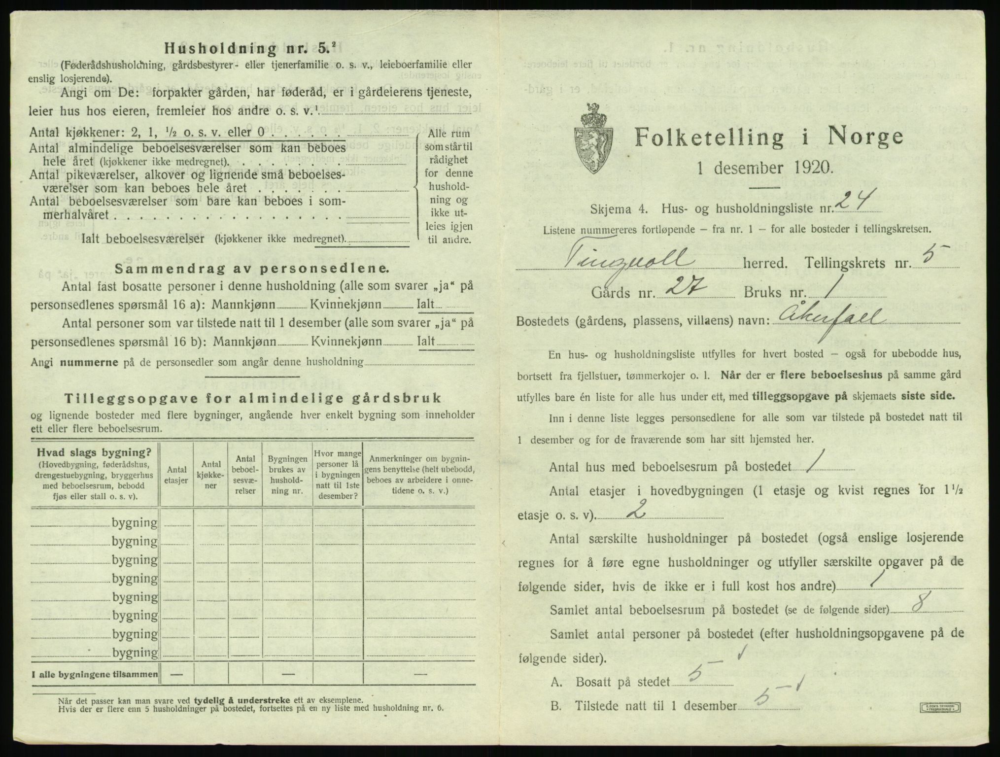 SAT, 1920 census for Tingvoll, 1920, p. 286