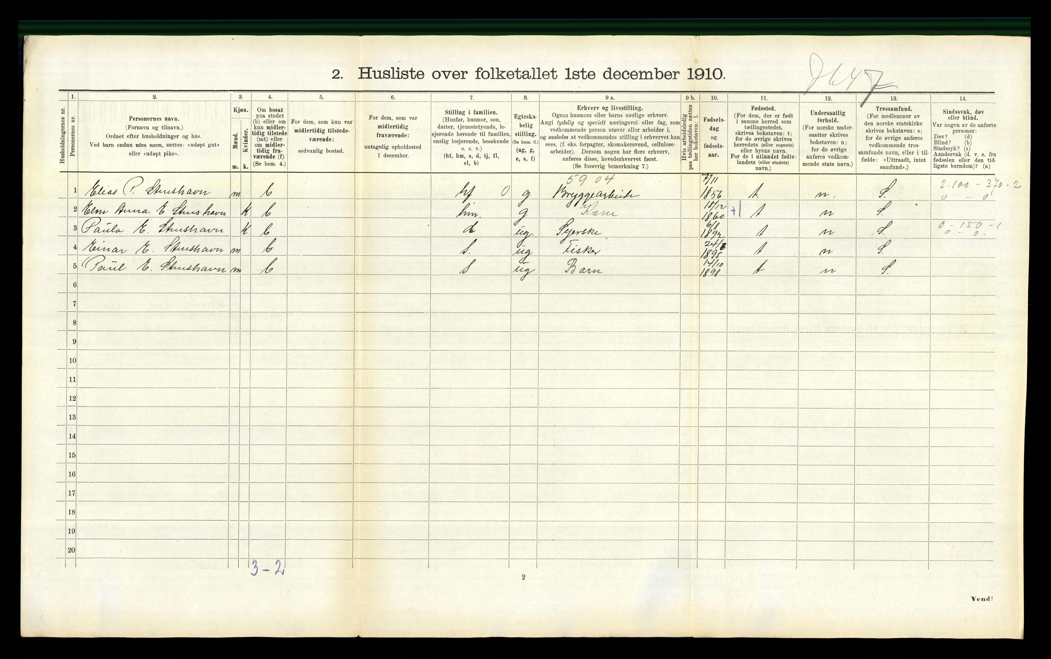 RA, 1910 census for Sandøy, 1910, p. 253