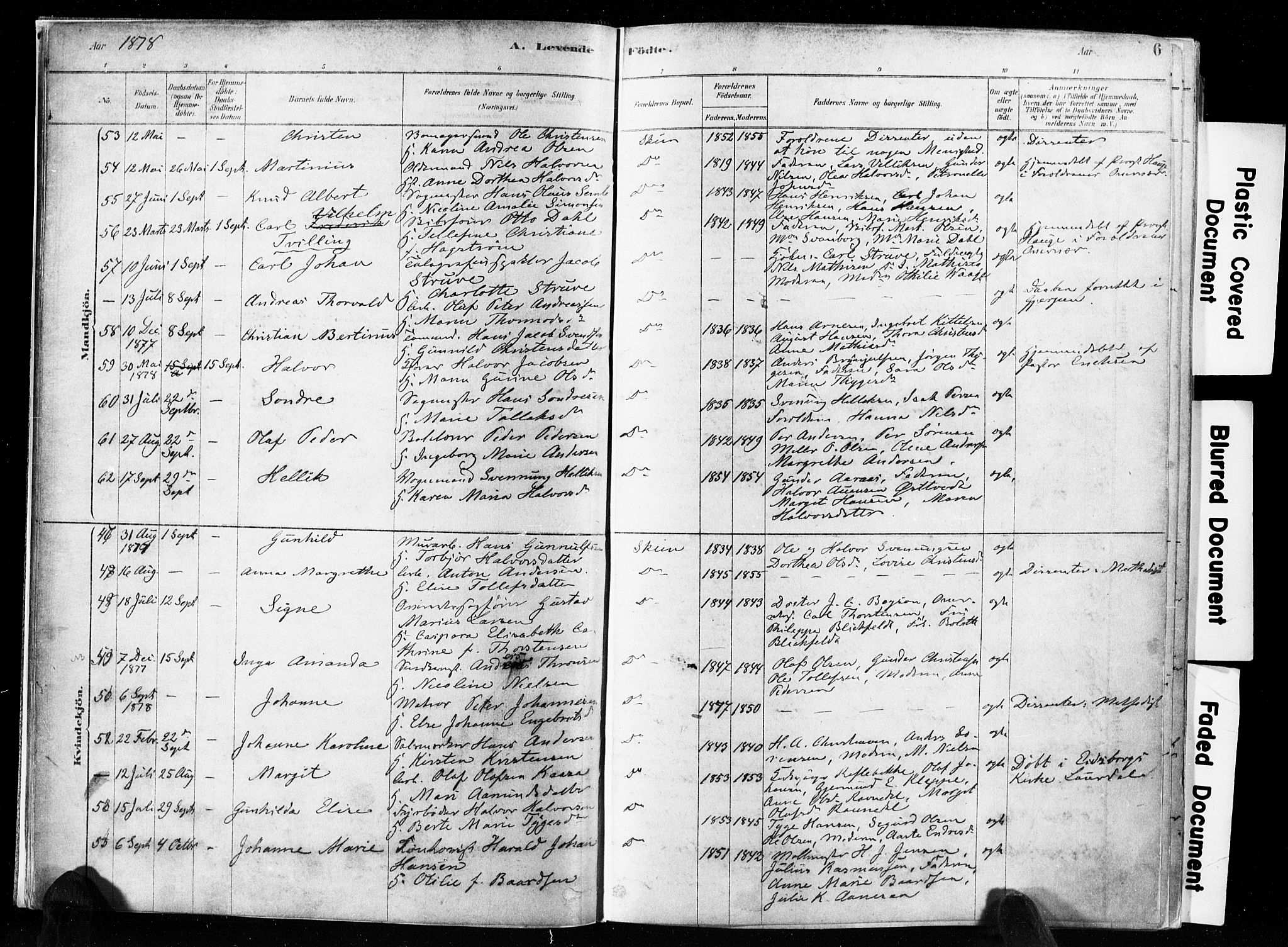 Skien kirkebøker, AV/SAKO-A-302/F/Fa/L0009: Parish register (official) no. 9, 1878-1890, p. 6