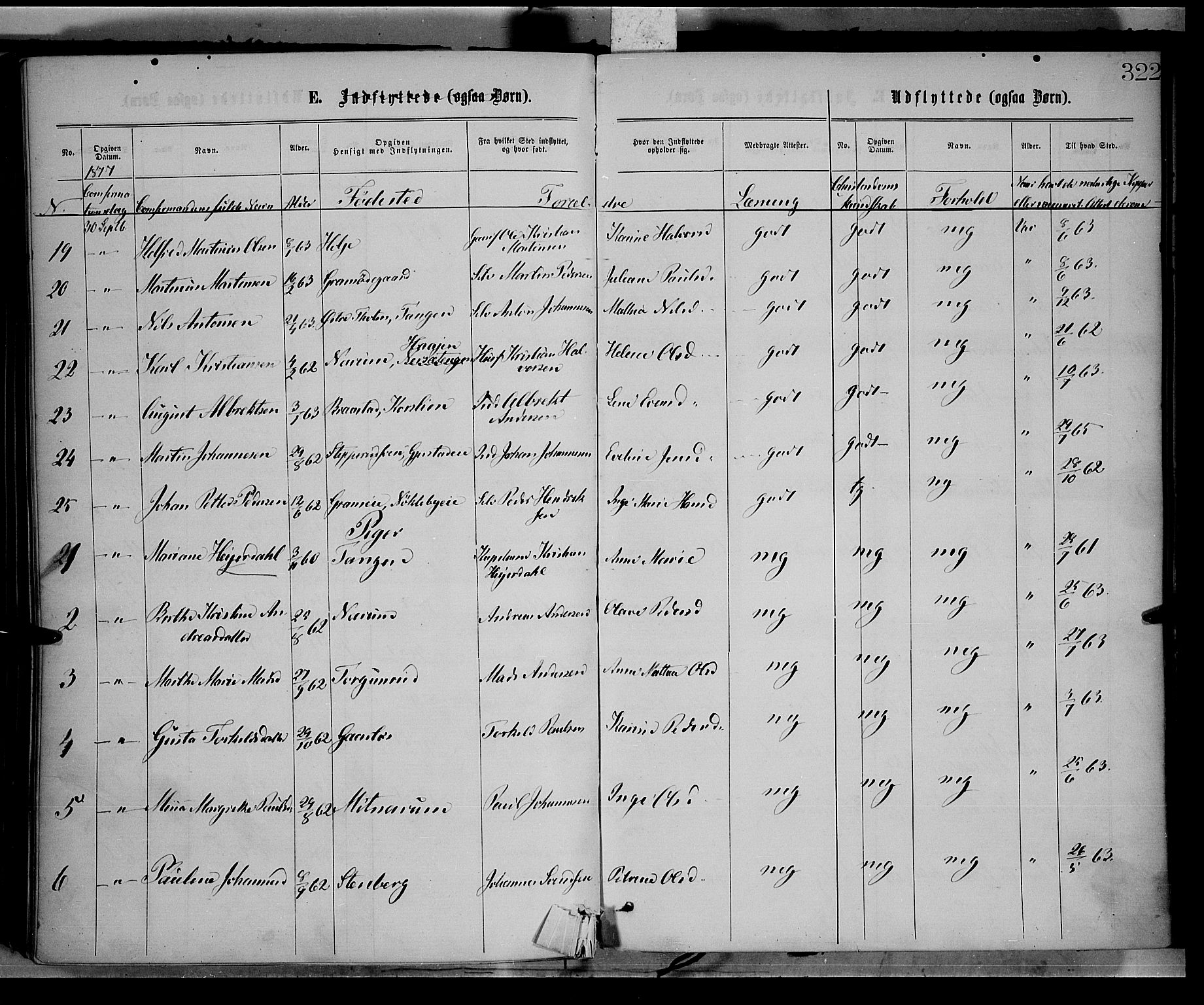 Vestre Toten prestekontor, AV/SAH-PREST-108/H/Ha/Haa/L0008: Parish register (official) no. 8, 1870-1877, p. 322