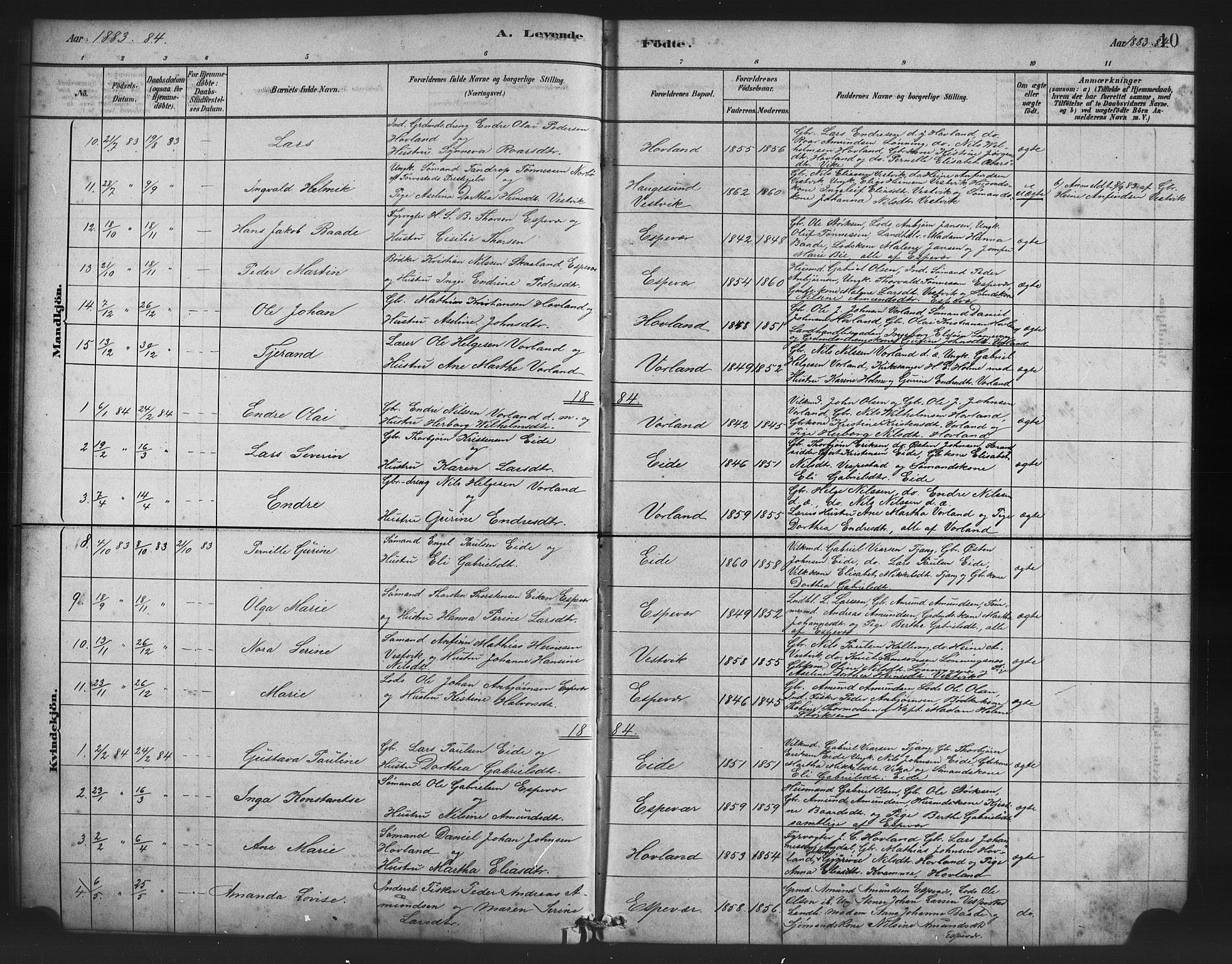 Finnås sokneprestembete, AV/SAB-A-99925/H/Ha/Haa/Haad/L0001: Parish register (official) no. D 1, 1880-1894, p. 10